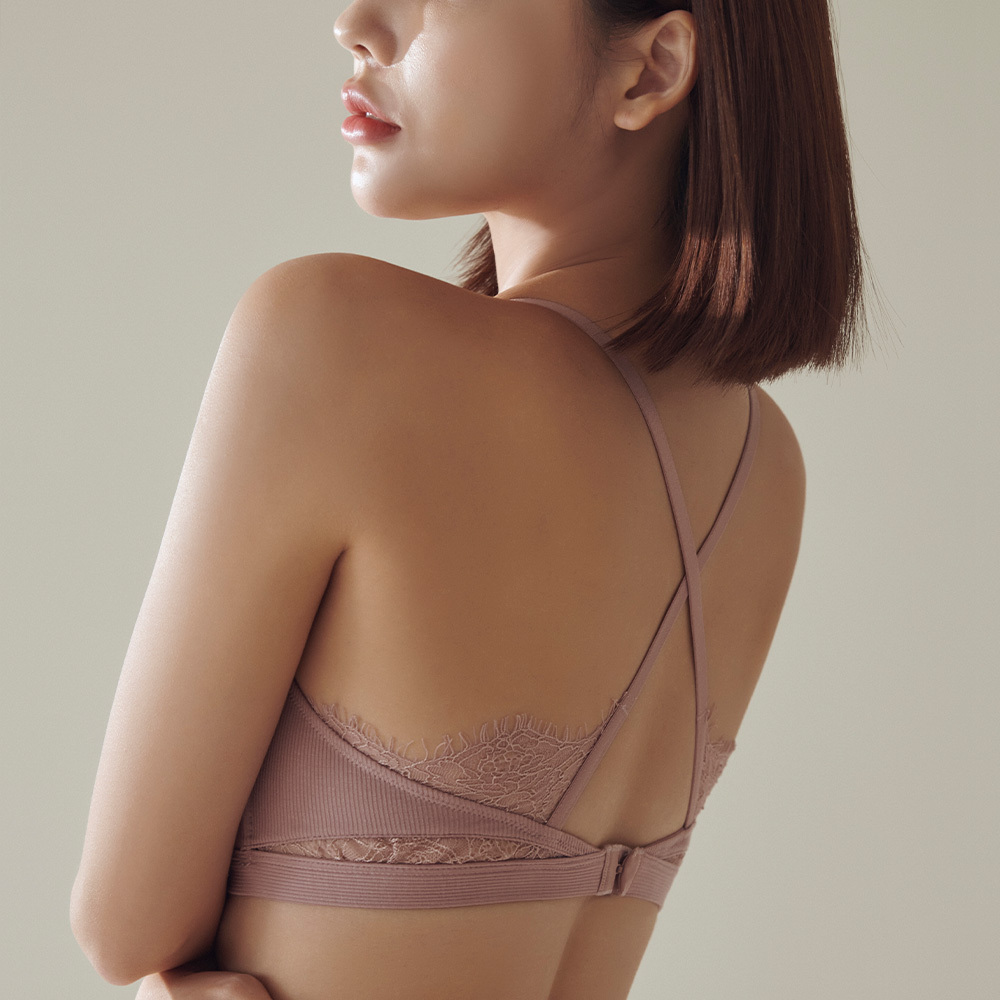 Qmomo【Miracle LaLa】Zip-up Bra (Rose Soft Pink)