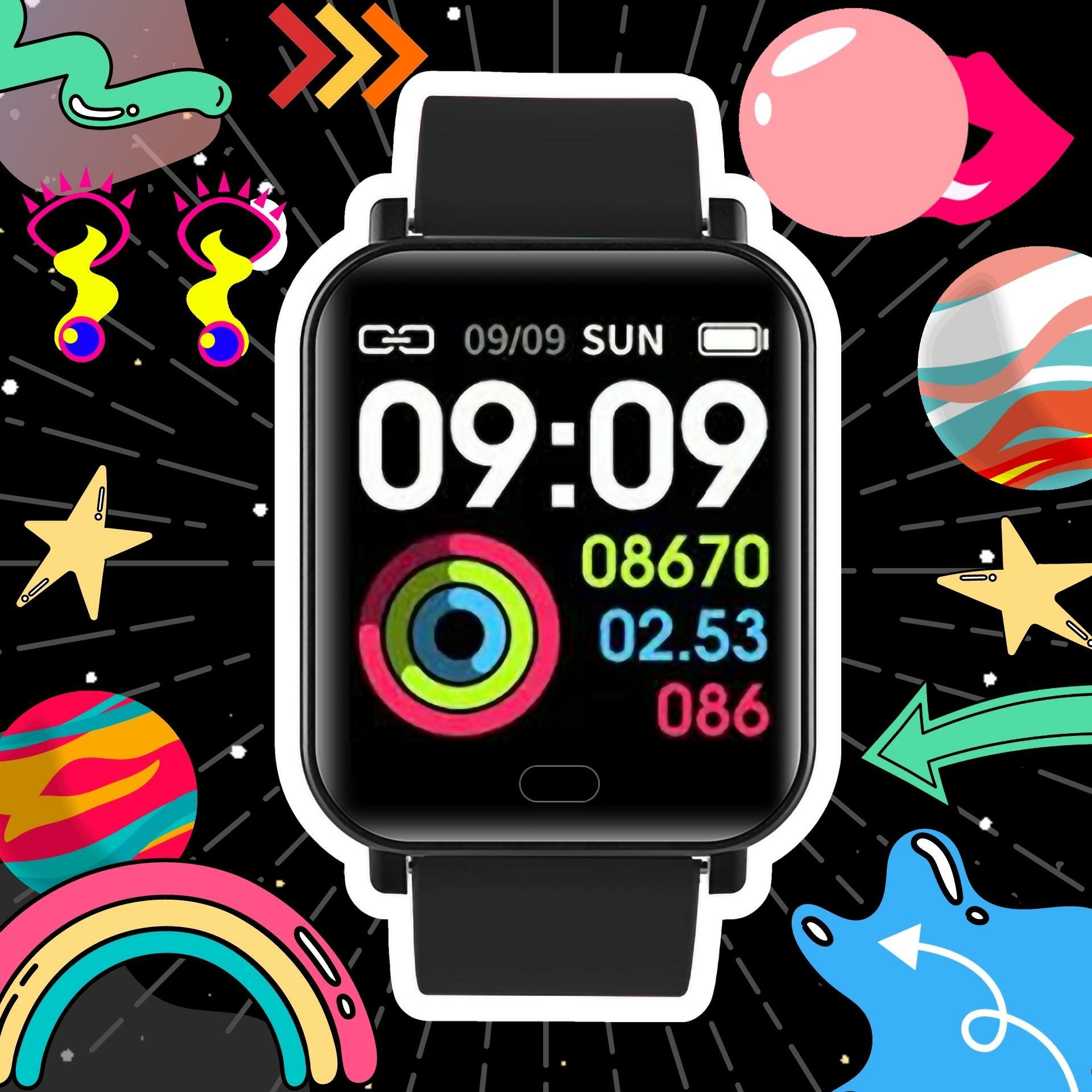 Japan AKI Smart Color Screen Bluetooth Blood Pressure Heart Rate Exercise Call Information Reminder Bracelet Watch (A0050)