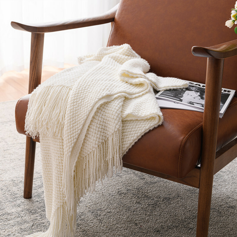 《1568》復古小格子流蘇毯