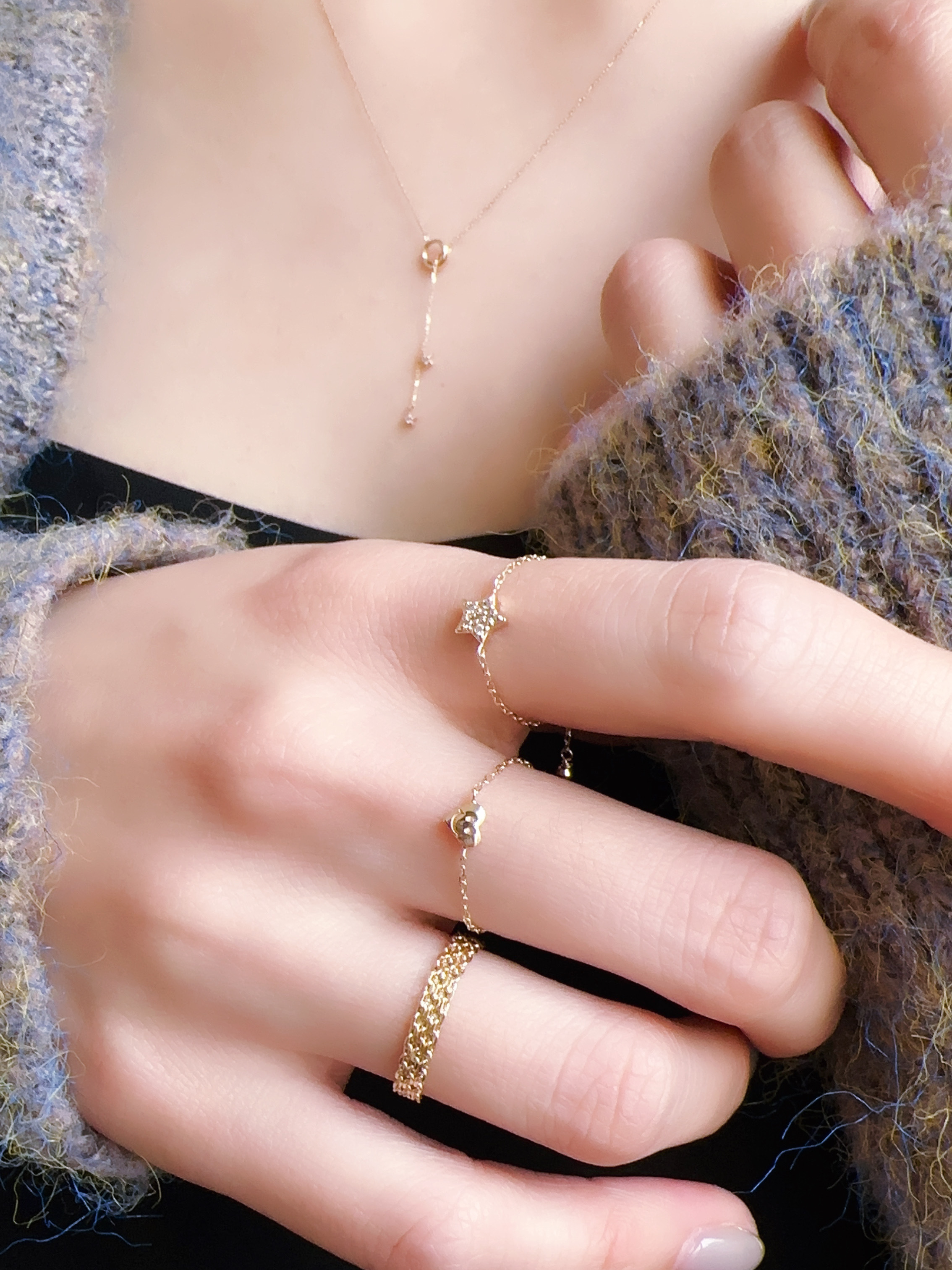 笑臉星星雙面鍊戒