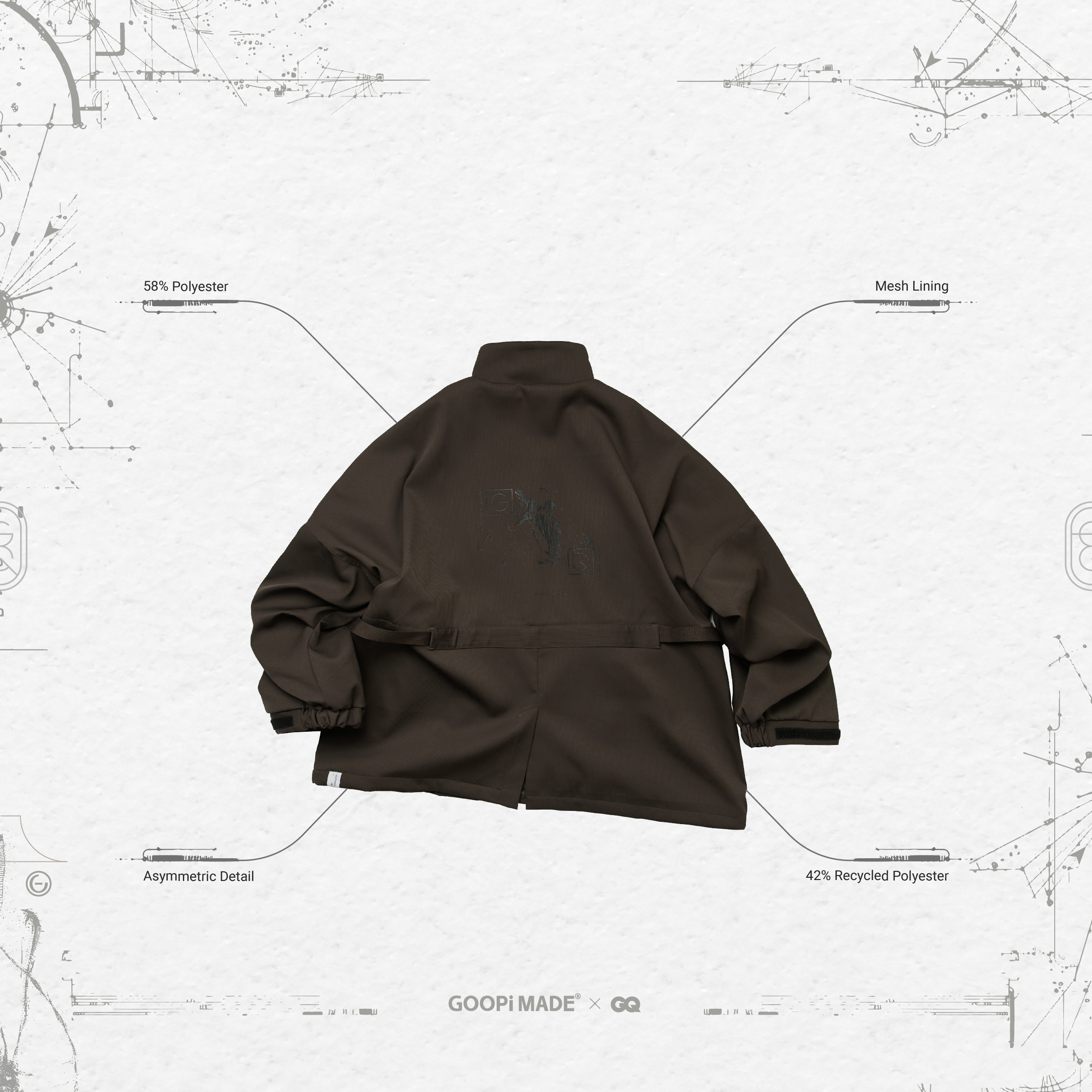 “ZR-M02” Symmetric Waistband Windbreak Jacket - Iron