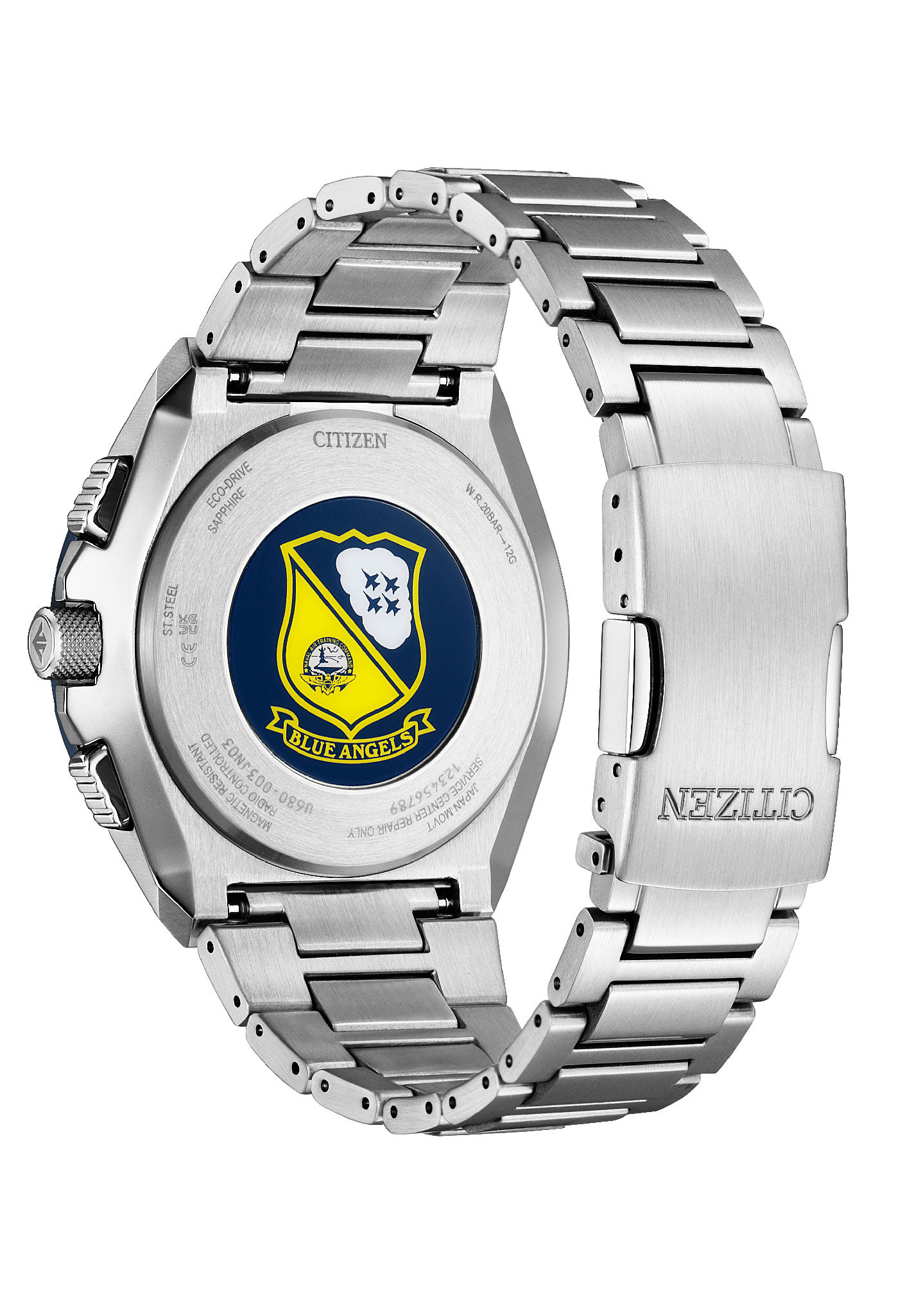 萬年鐘錶 - Citizen 星辰錶  光動能電波 藍天使限量聯名款 航空光動能電波錶   JY8125-54L 錶徑45.6MM