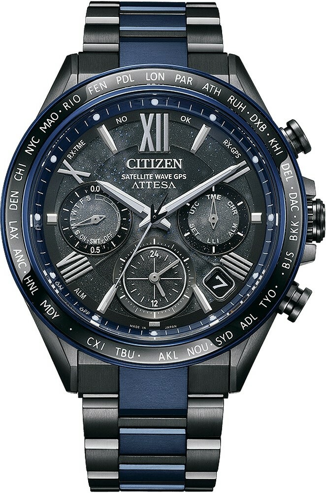 萬年鐘錶 - Citizen 星辰錶  ATTESA 湛藍星空限量鈦金屬GPS衛星光動能電波計時男錶 CC4066-69E 錶徑44.6MM