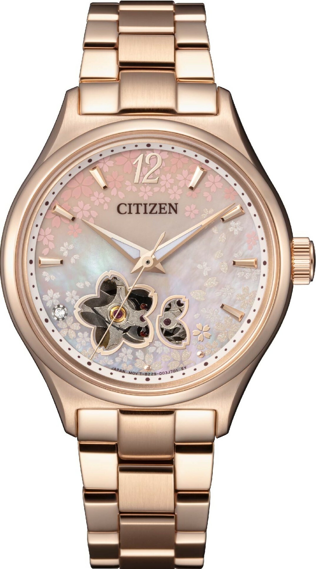 萬年鐘錶 - Citizen 星辰錶 XC女錶  套組錶款  Hebe田馥甄櫻花限定機械女錶 PC1017-61Y  錶徑34MM