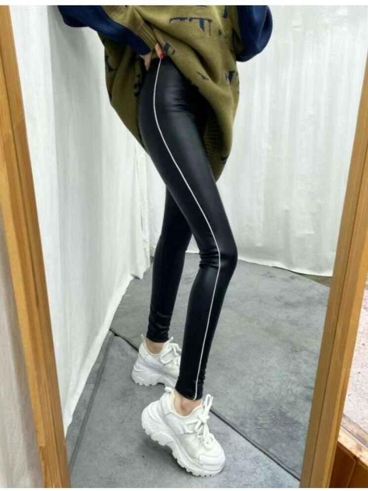 側邊線條內刷毛休閒內搭褲