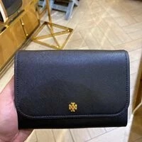 [S] TORY BURCH EMERSON CHAIN WALLET,BLACK, 136093-001 (STB263)