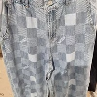 [S] EVISU CHECKERED DYED DENIM JOGGER PANTS, LIGHT INDIGO, EU2MDP701-LIGHT INDIGO (SEV192)