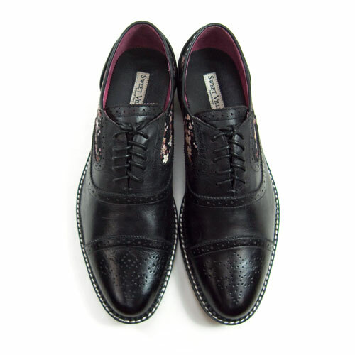 Sweet Villians M1093B Classic Japan Sakura Leather Oxford Shoes Black