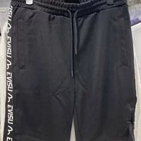 [S] EVISU COMMON REGULAR FIT SIDELINE TAPE DETAIL SHORTS, ET2UZP802-BLACK (SEV195)