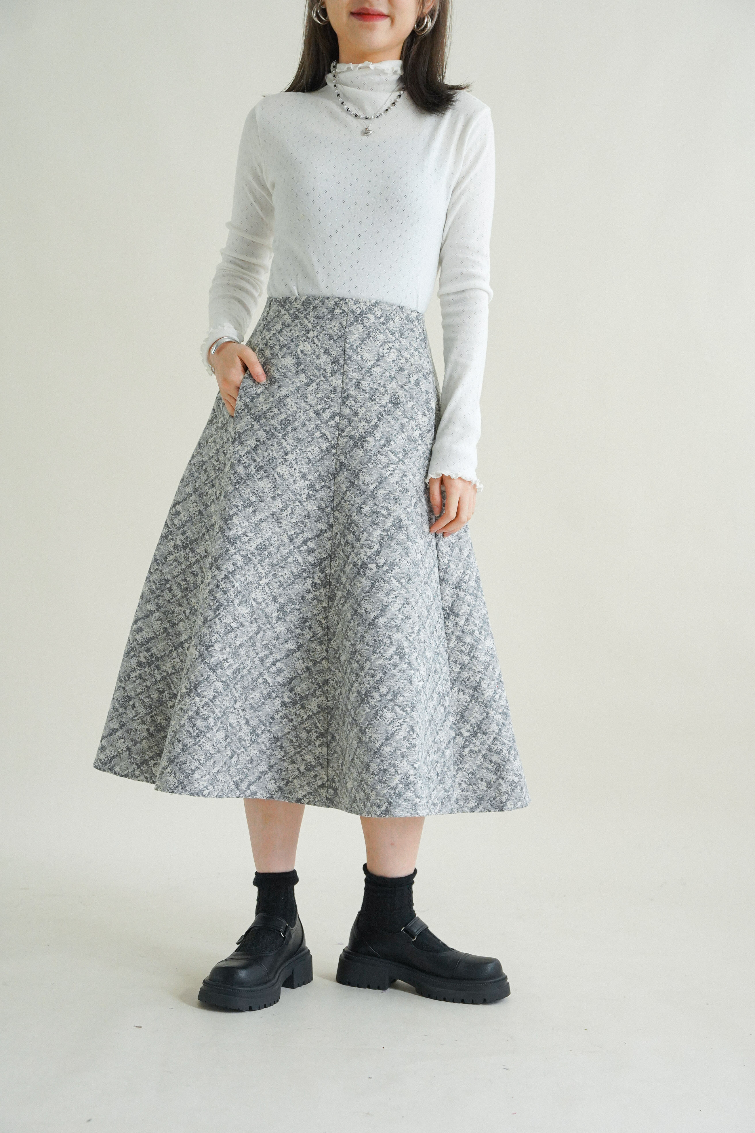 WISTERIA JACQUARD FLARE SKIRT neuroid.uprrp.edu