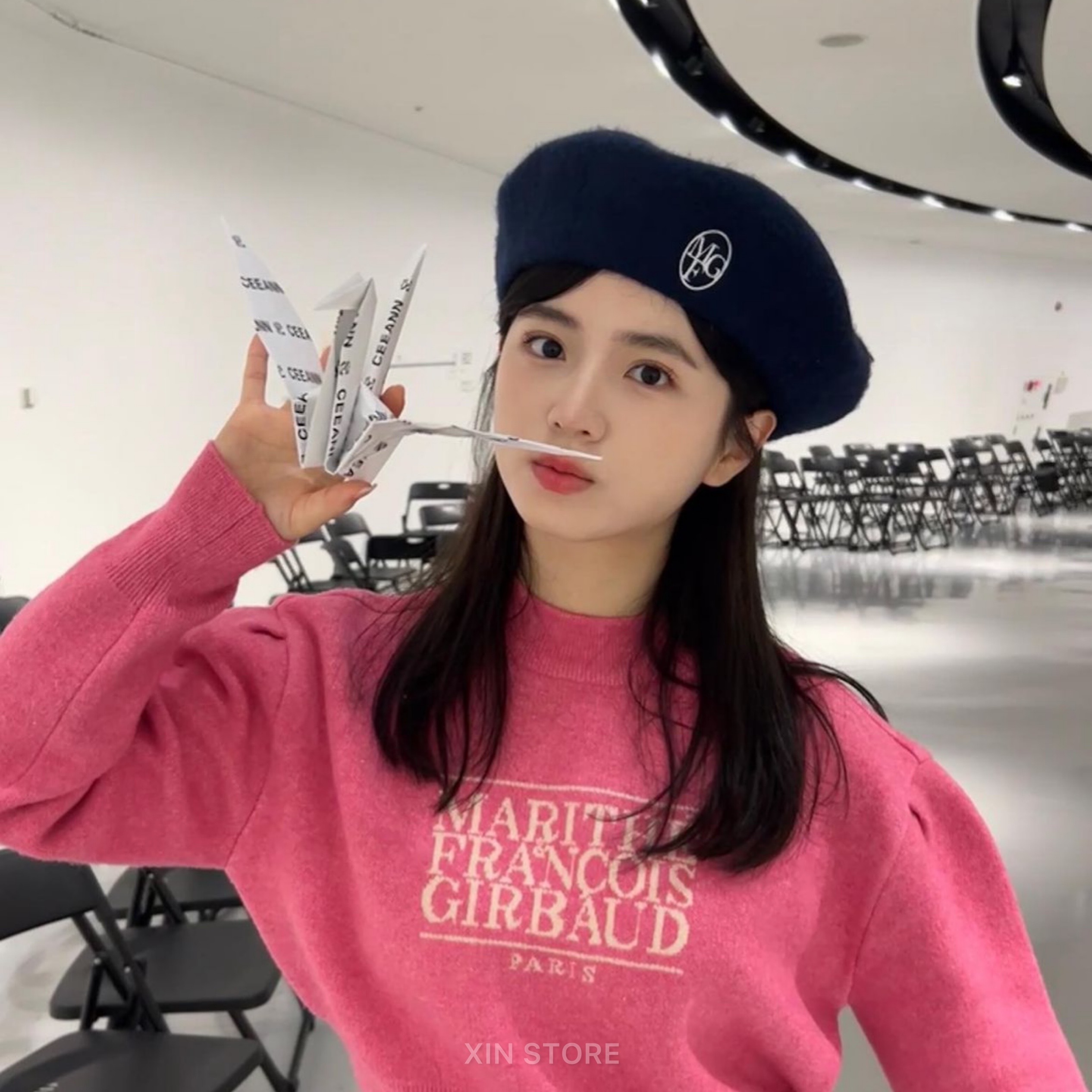 【現貨】Marithe Francois Girbaud MFG 韓國限定 刺繡 Logo 羊毛 貝雷帽 黑 灰 海軍藍