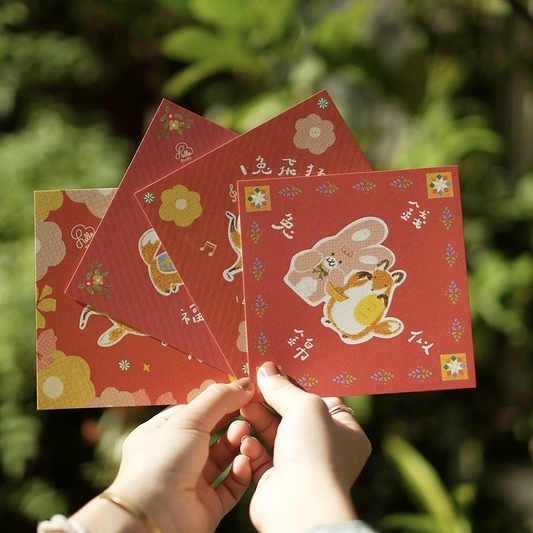 Reiko 兔狐新年 4入 斗方春聯｜Hello Studio 你好工作室