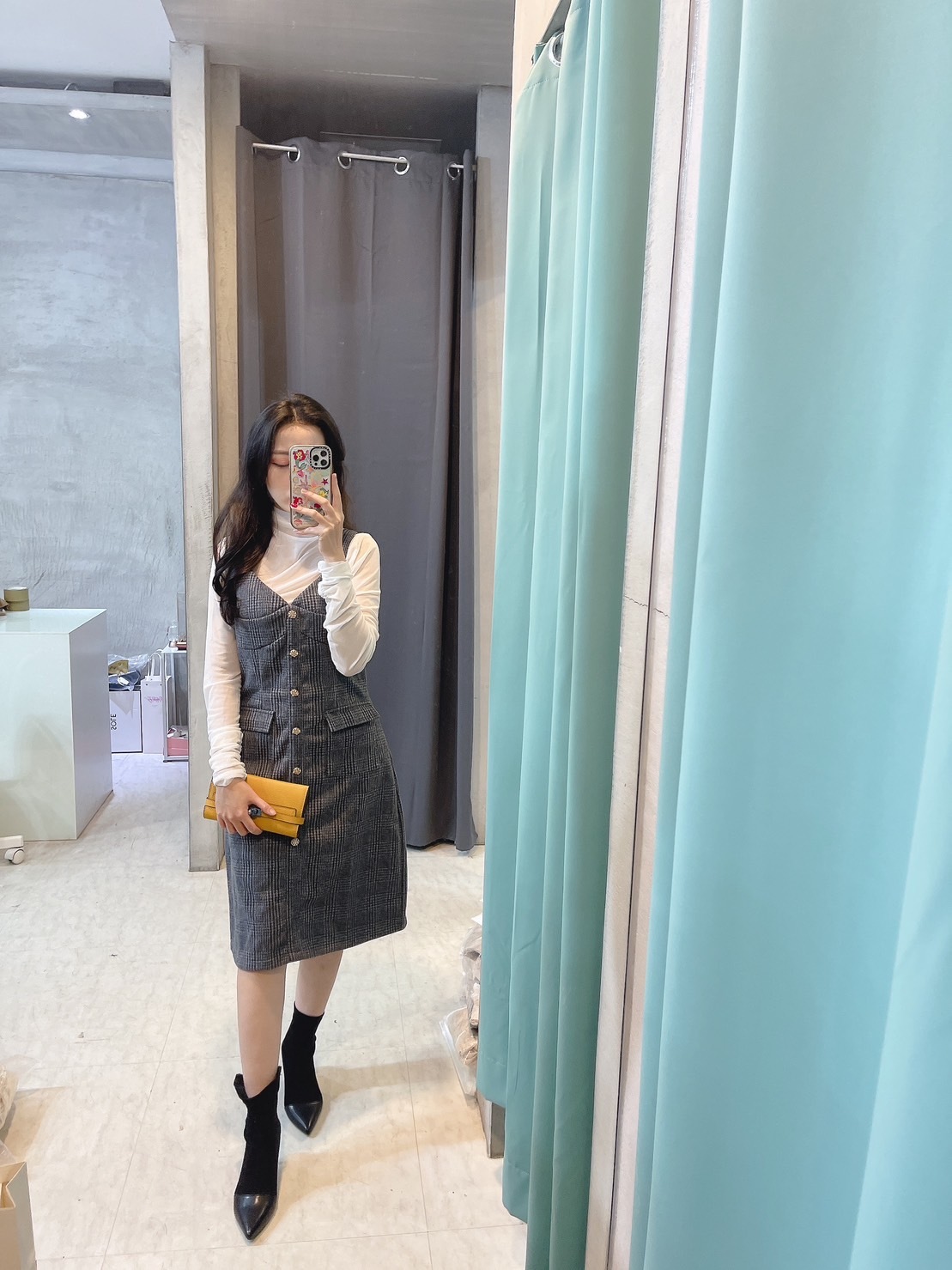 名媛款 毛呢包臀窄洋裝(粉/黑)