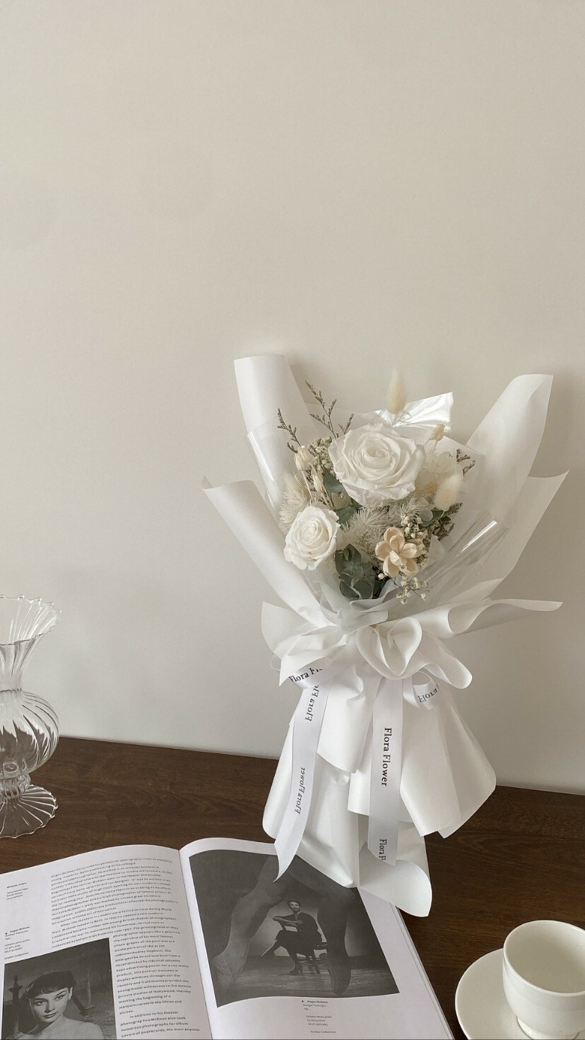 韓系乾燥永生花束-白茶