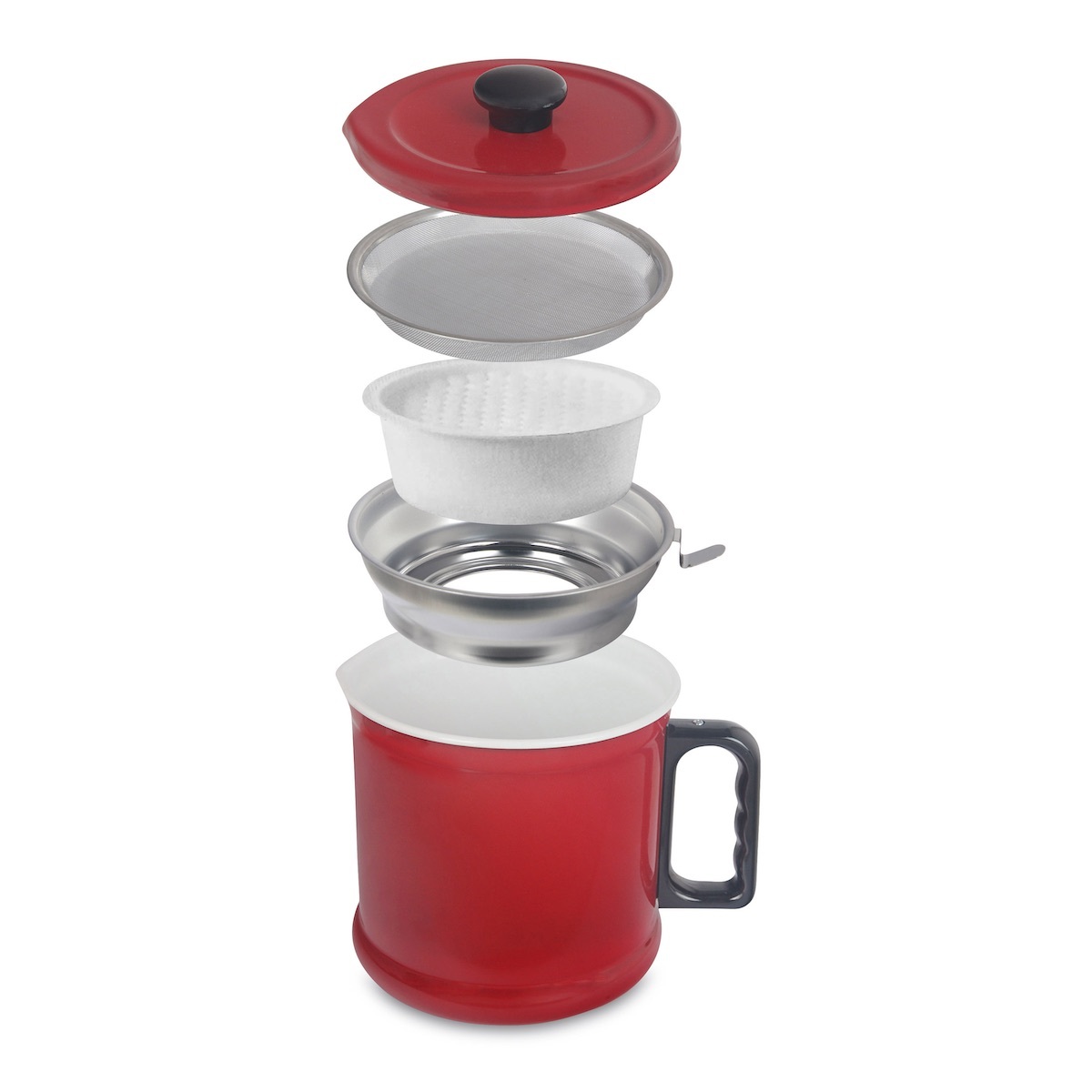 Honey Ware 1.5L Oil Filter Pot With Activated Carbon-Red_OP-15C-R