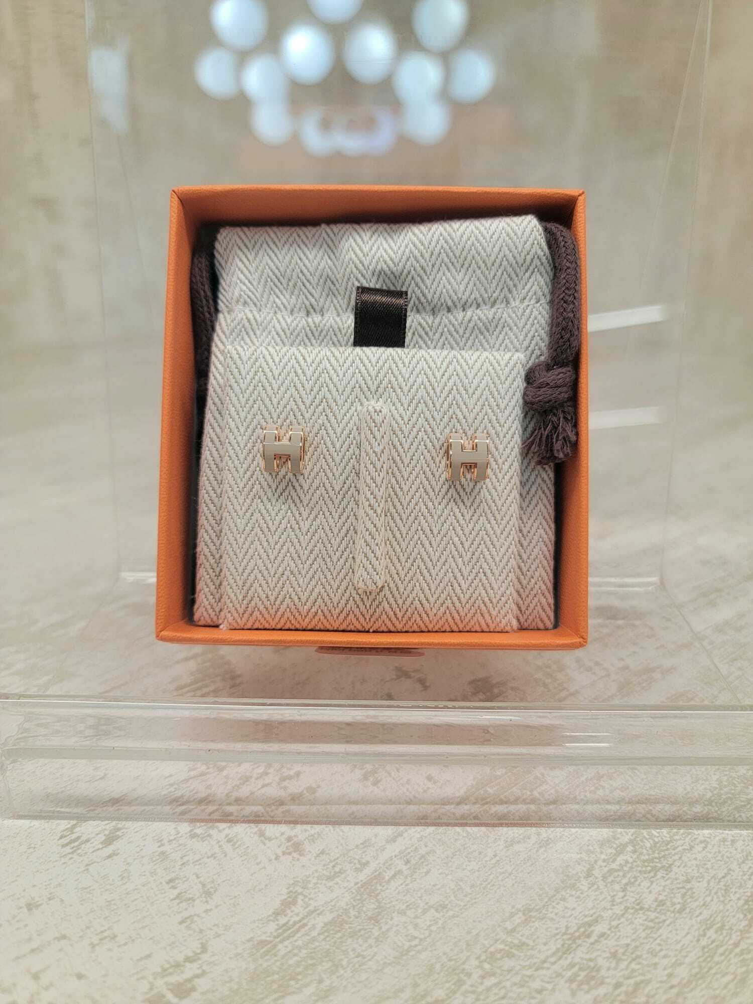 HERMES MINI POP H EARRINGS MARRON GLACE F 耳環 奶茶 金