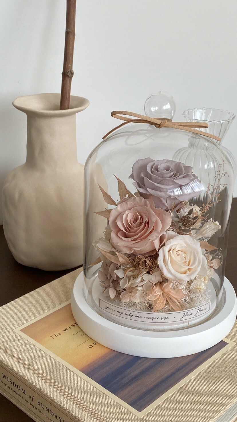 永生花夜燈-日式奶油侘寂