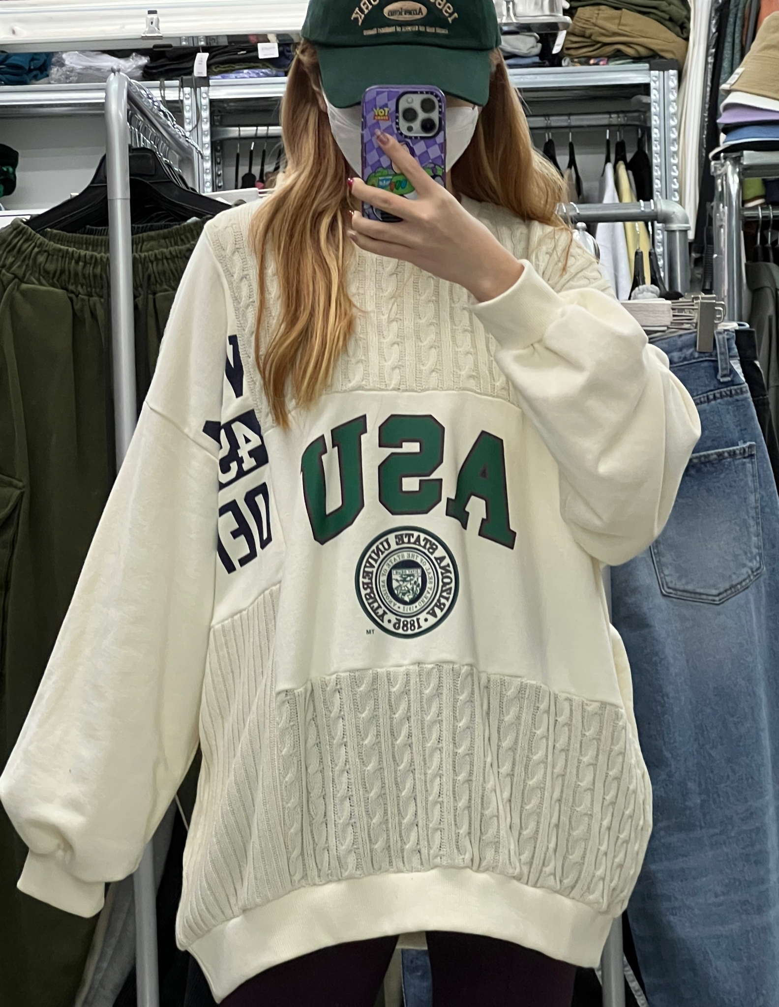 英文字拼布針織衫 WT12