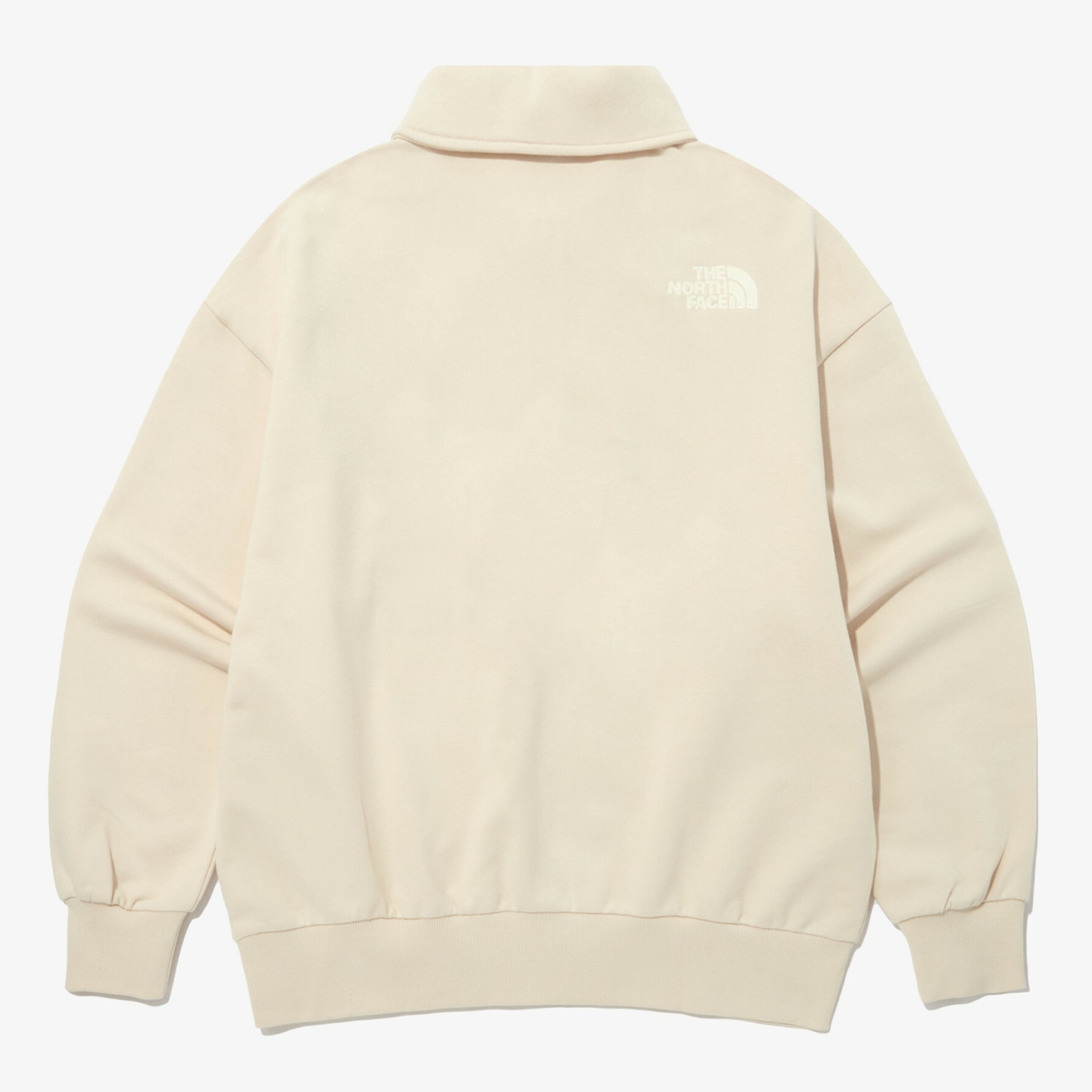 THE NORTH FACE 白標 COMFY COLLAR 半拉鍊 有領衛衣 米色 NM5MP02L