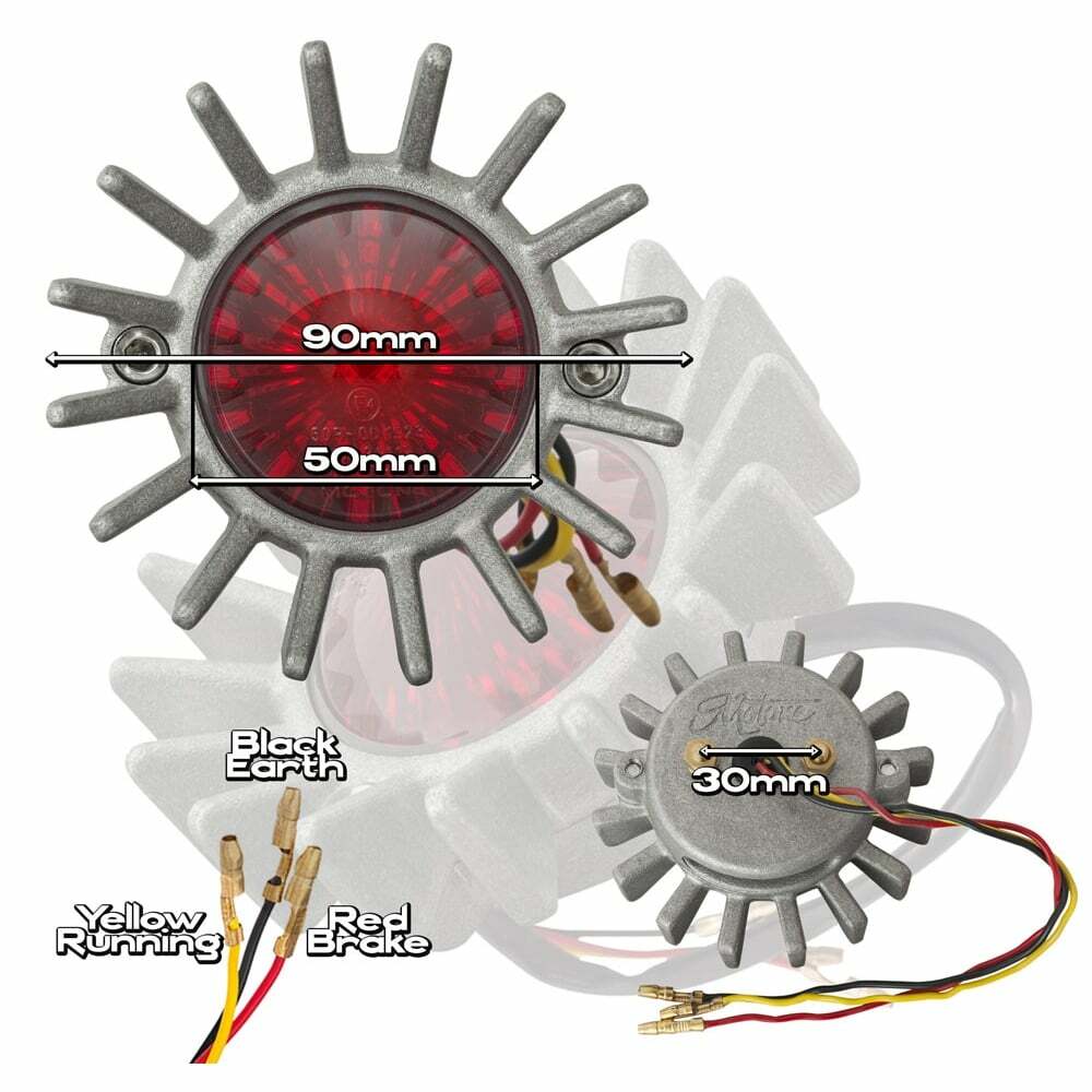 Motone LED 尾燈 鰭片 - 鑄鋁灰