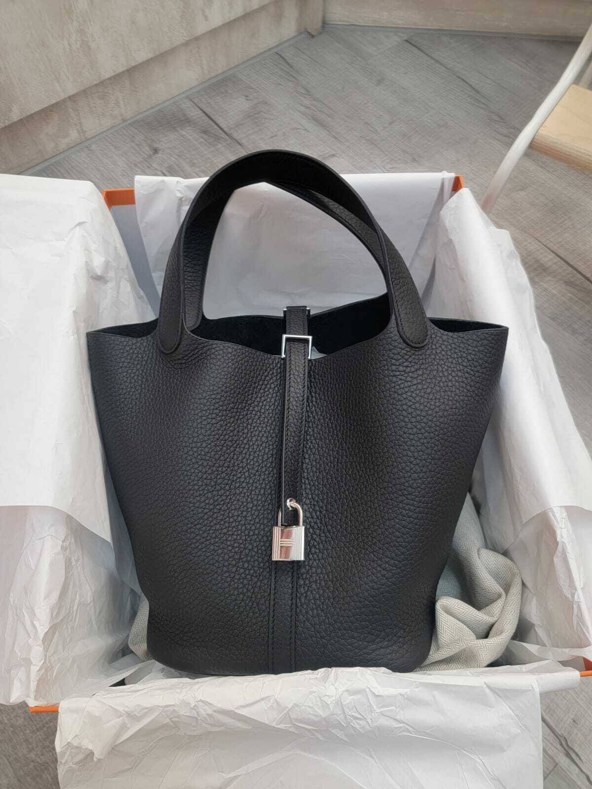 HERMES Picotin 22 NOIR CK TC 黑色銀扣TC皮