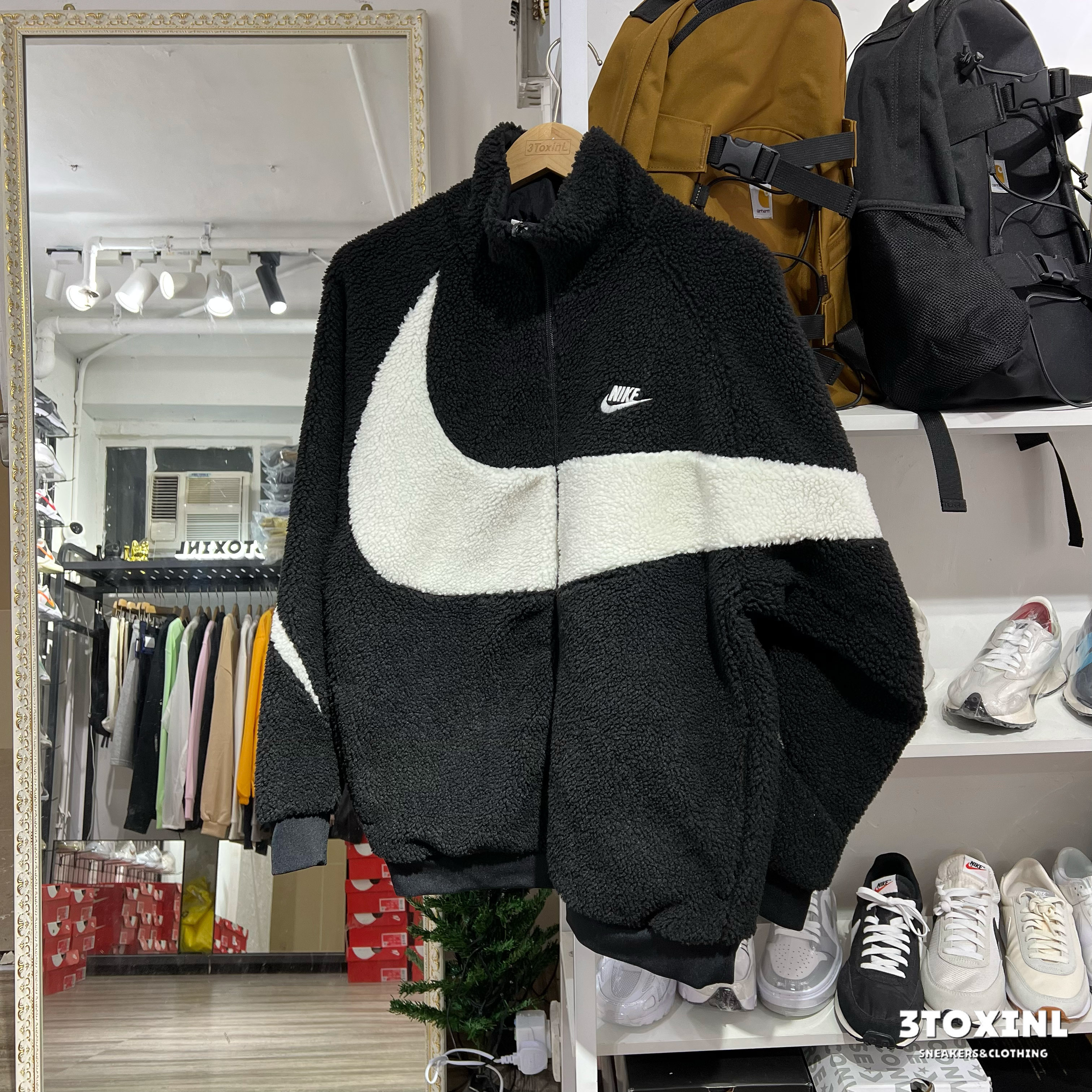 預訂) Nike Big Swoosh Jacket - Black White (毛毛面)