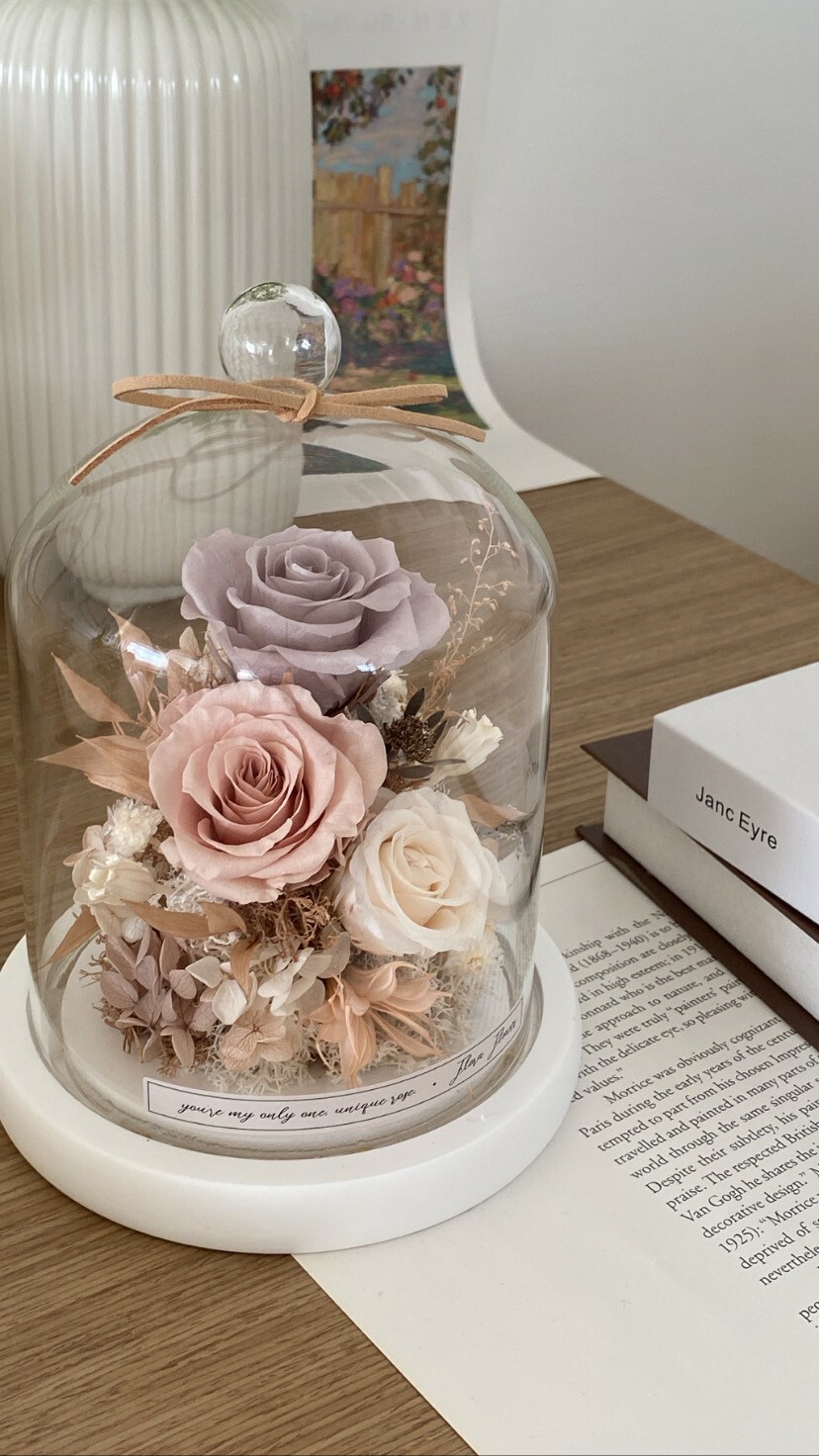 永生花夜燈-日式奶油侘寂