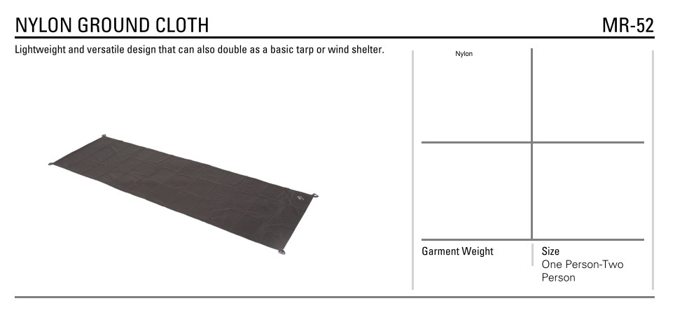 Rab. Nylon Ground Cloth #MR-52-01