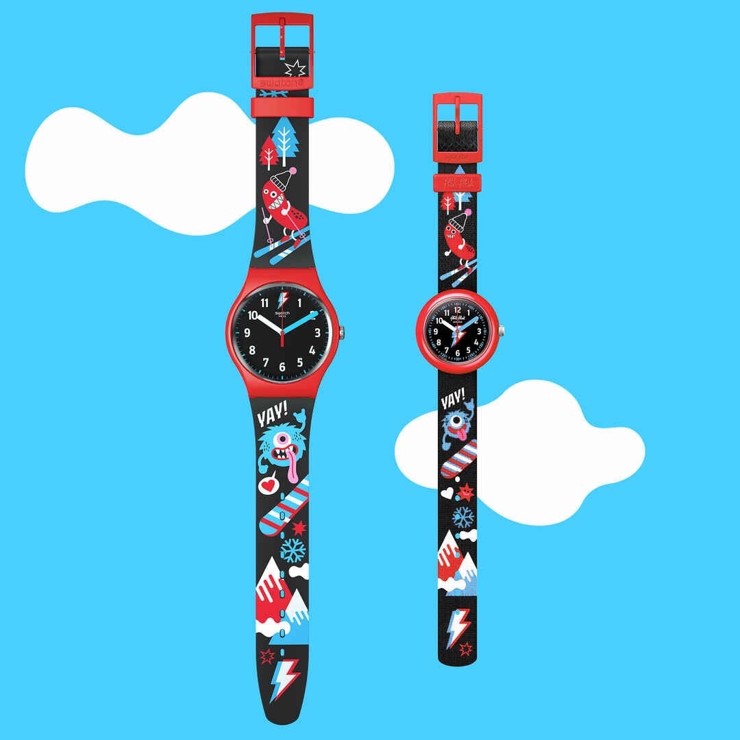【Swatch - Flik Flak】雪怪父子對錶 SZS38 42mm / 32mm  現代鐘錶