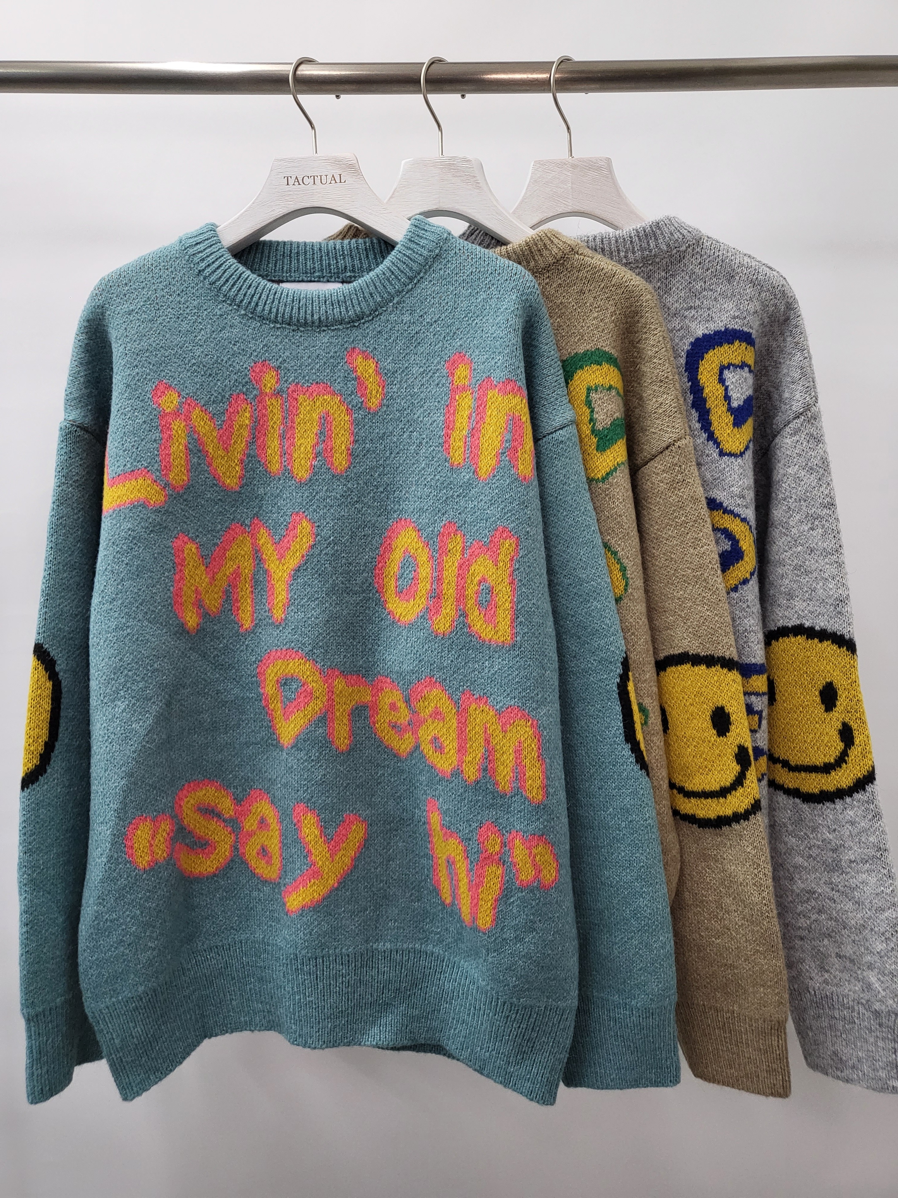 英文字笑哈哈針織衫 T4430