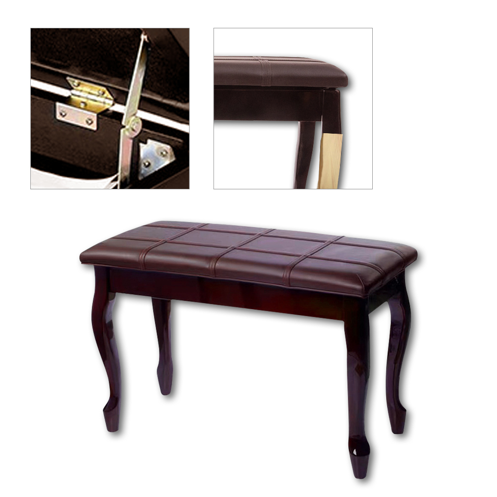 HANLIN-P-E005 彎腳造型鋼琴平椅 原木色/白色 書箱 可放譜