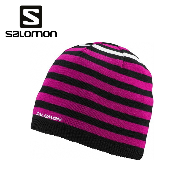 Salomon 法國 Stripe Beanie 雙面 保暖帽 黑粉/橘黑/藍白 41SL325478/41SL325480/41SL325481