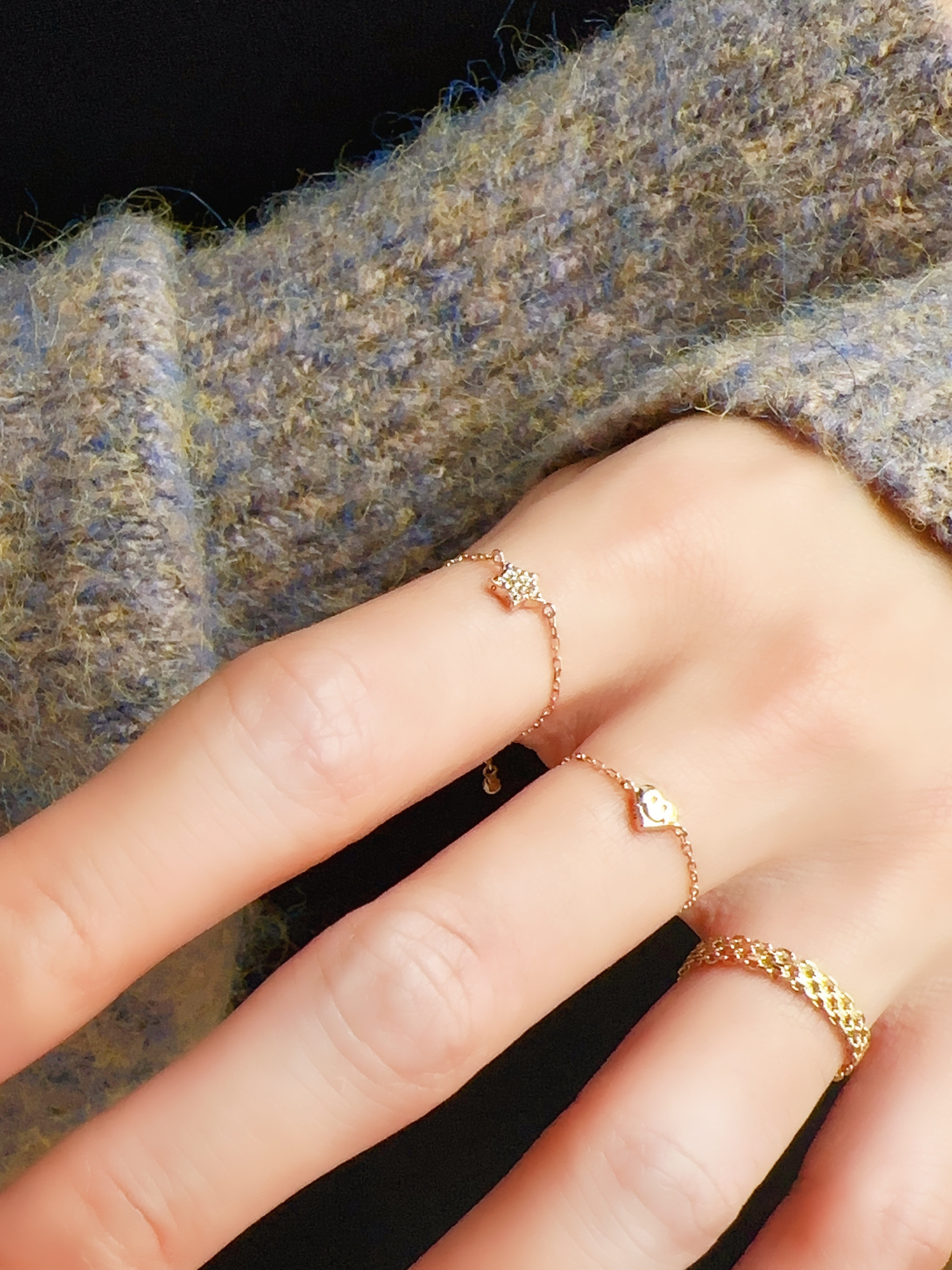 笑臉愛心雙面鍊戒