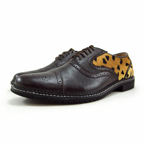 Sweet Villians M1093B Classic Japan Leopard Leather Oxford Shoes Coffee
