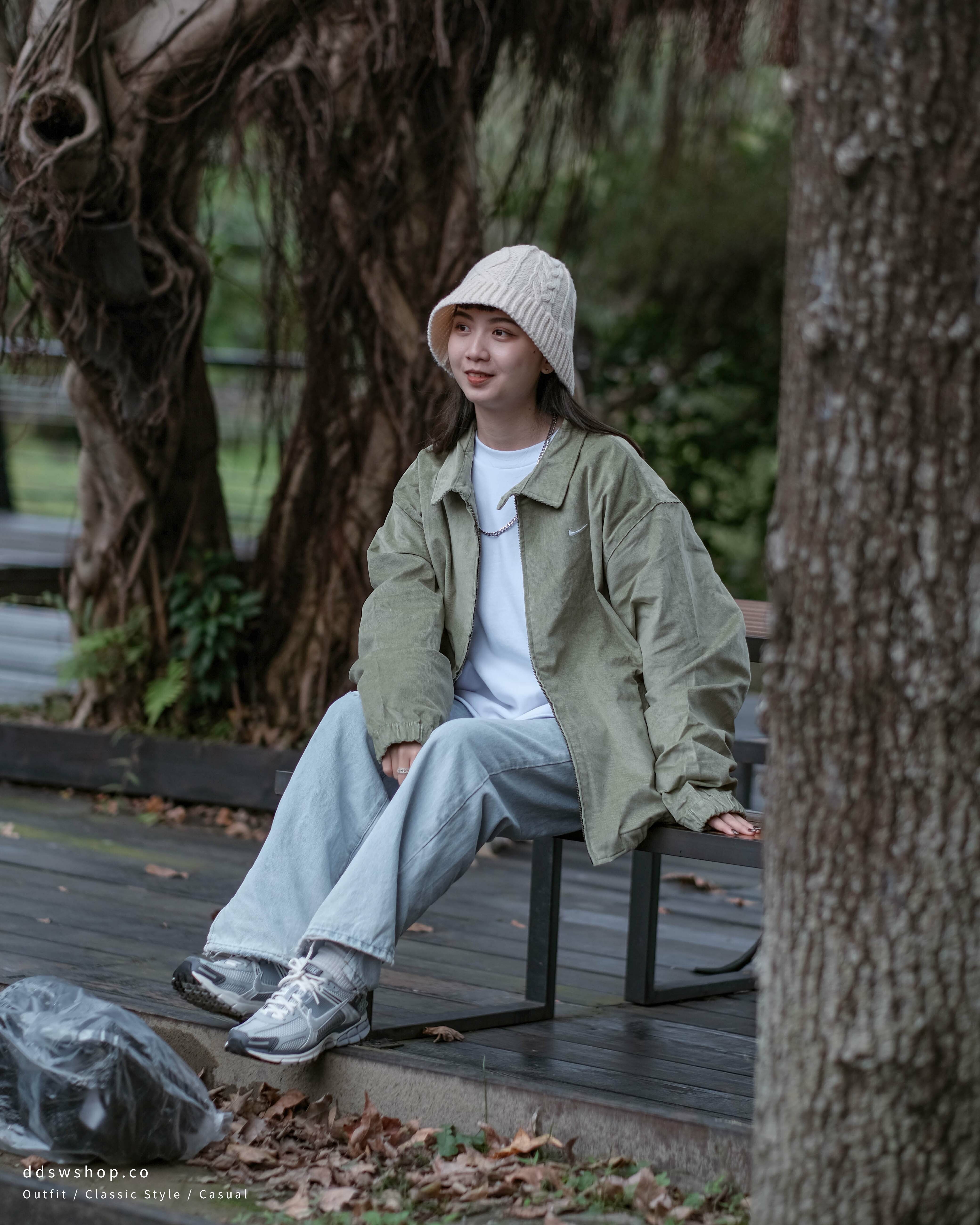 Nike NSW Corduroy Jacket 外套 燈心絨 教練外套 刺繡Logo 翻領 拉鏈 抹茶綠 DX9071-386 咖啡 DX9071-270