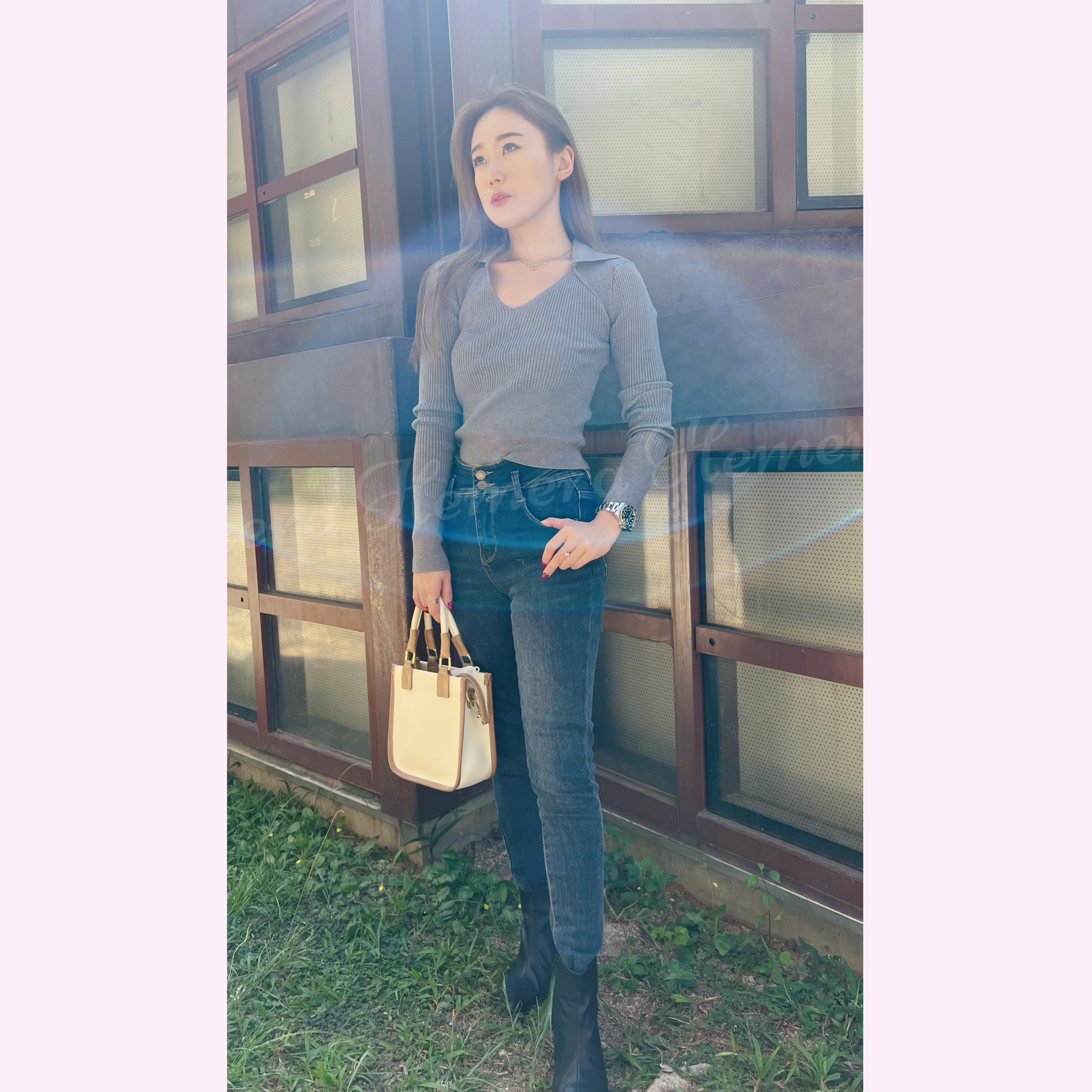 TP23W0120 Polo領百搭直坑紋彈性上身