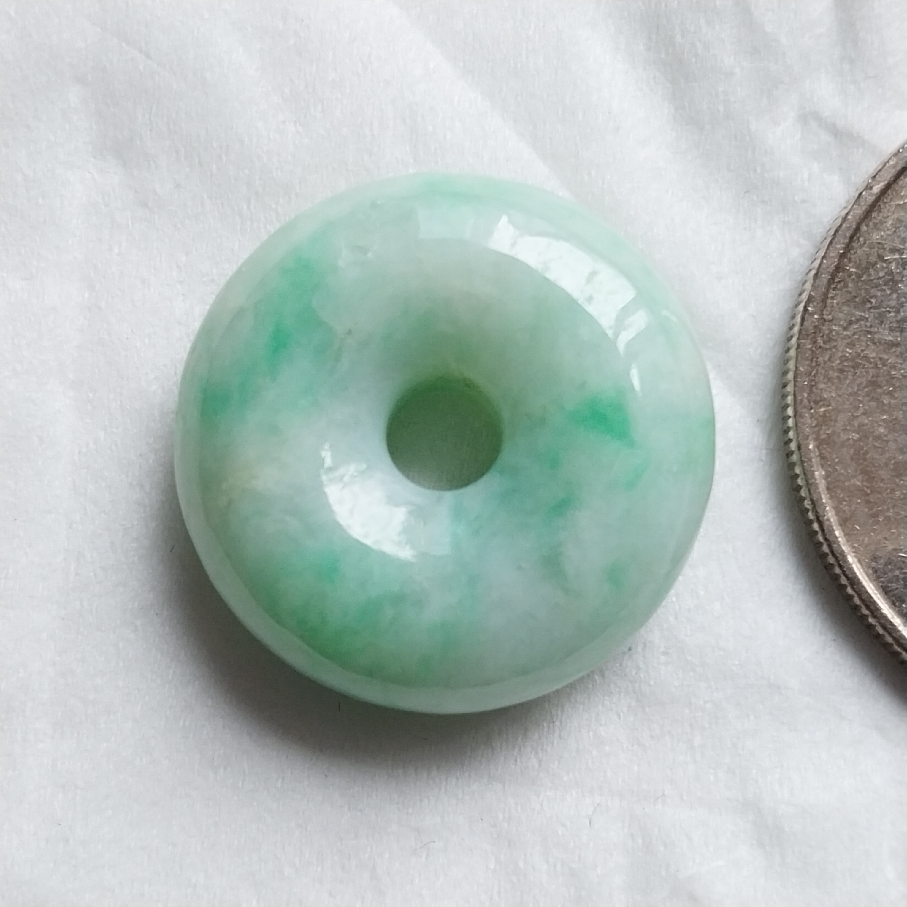 冰糯小平安扣 (19mm直徑), 天然翡翠A玉, 緬甸玉, Jade, Jadeite