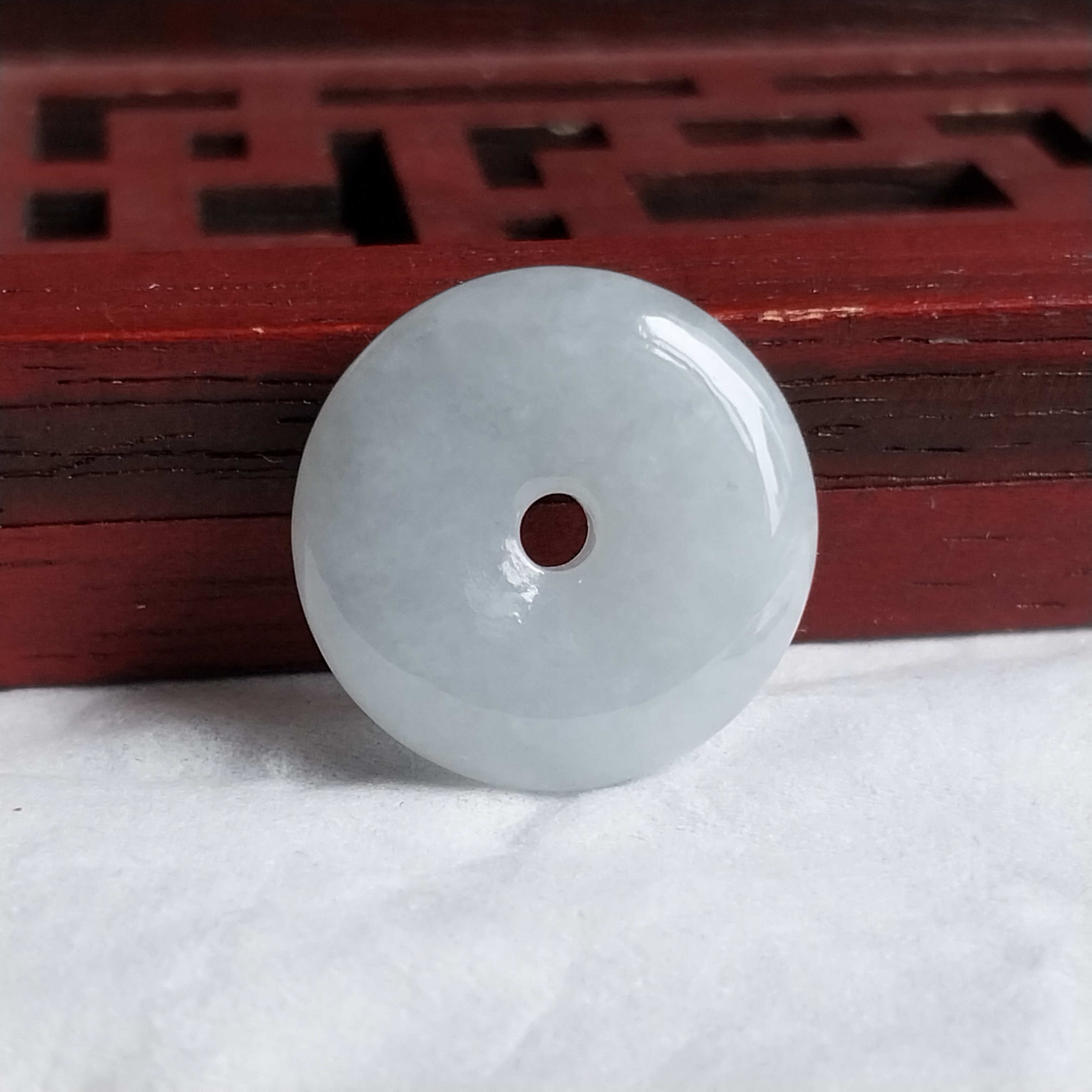 冰白小平安扣 (19.6mm直徑), 天然翡翠A玉, 緬甸玉, Jade, Jadeite