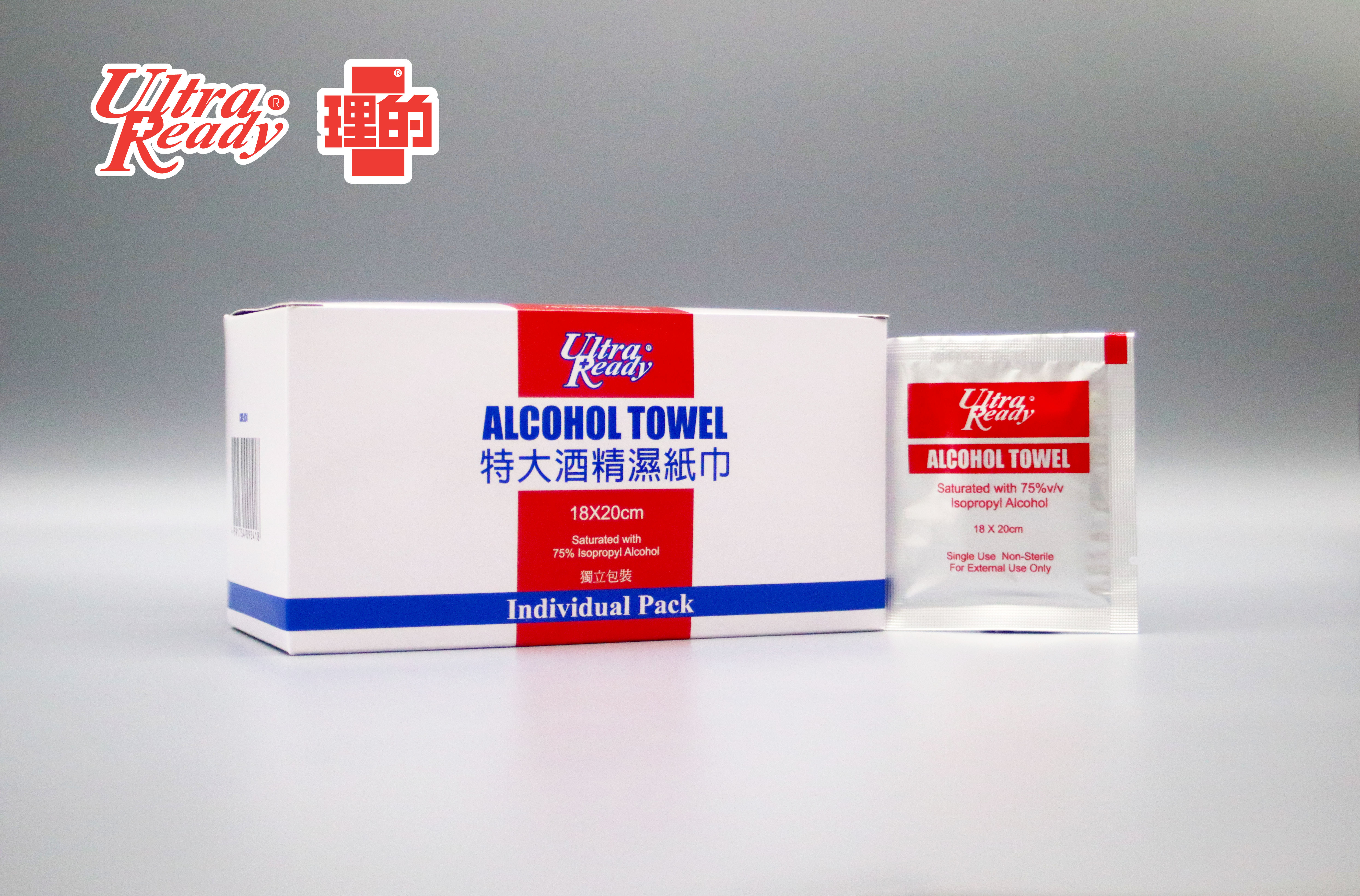 理的 - 特大酒精濕紙巾 (18x20cm) 30片 獨立包裝 *異丙醇酒精*