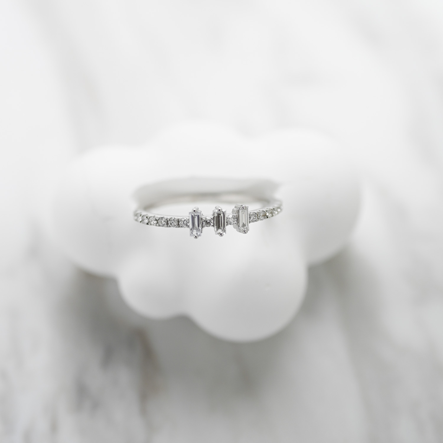 18K Tri-Baguette  Diamond Ring