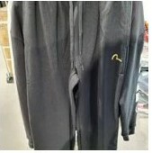 [S] EVISU GOLD BIG HILLS HEM STRING PANTS,BLACK, EU2MZP707-BLACK (SEV196)