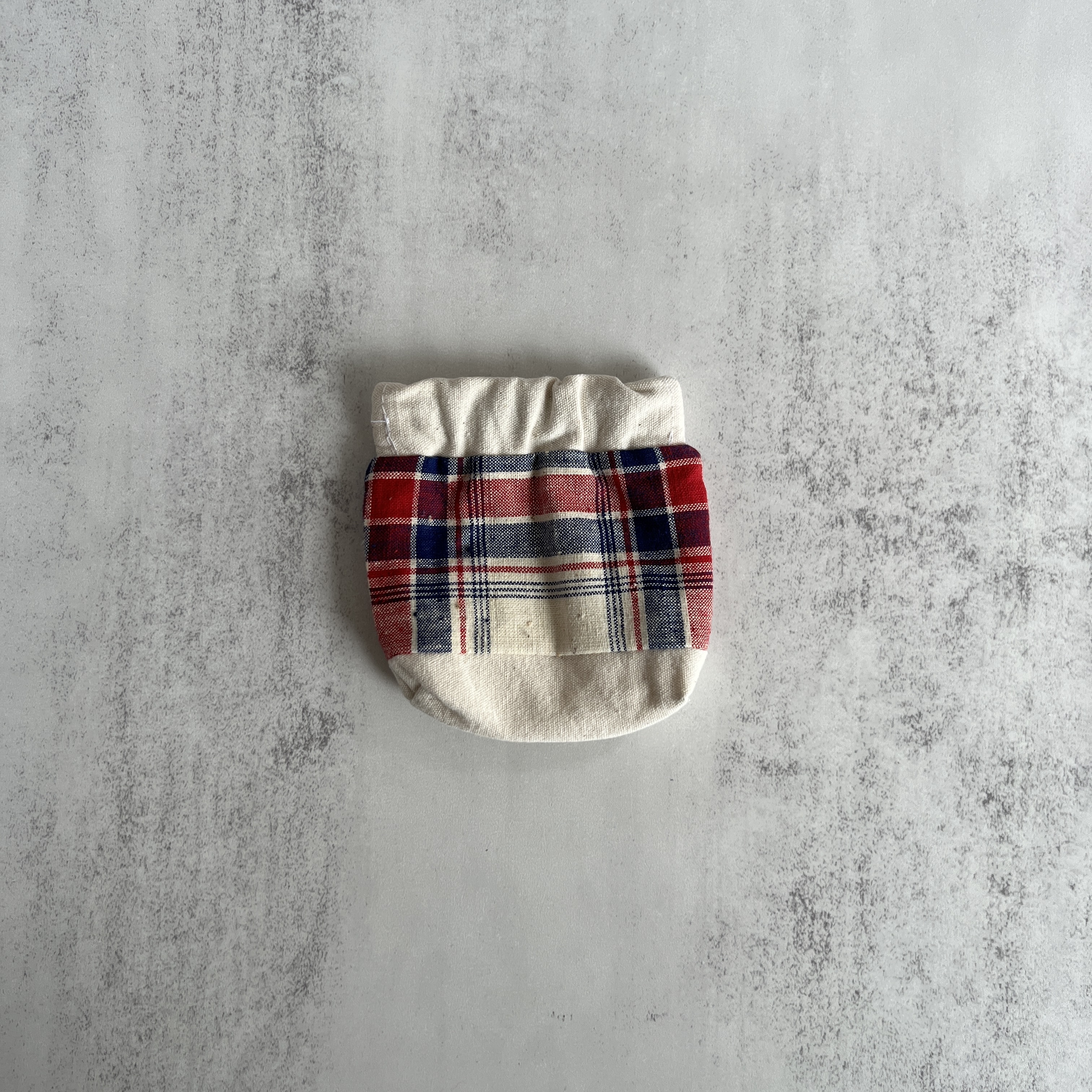 彈口快取小錢包（深紅格仔圖案）