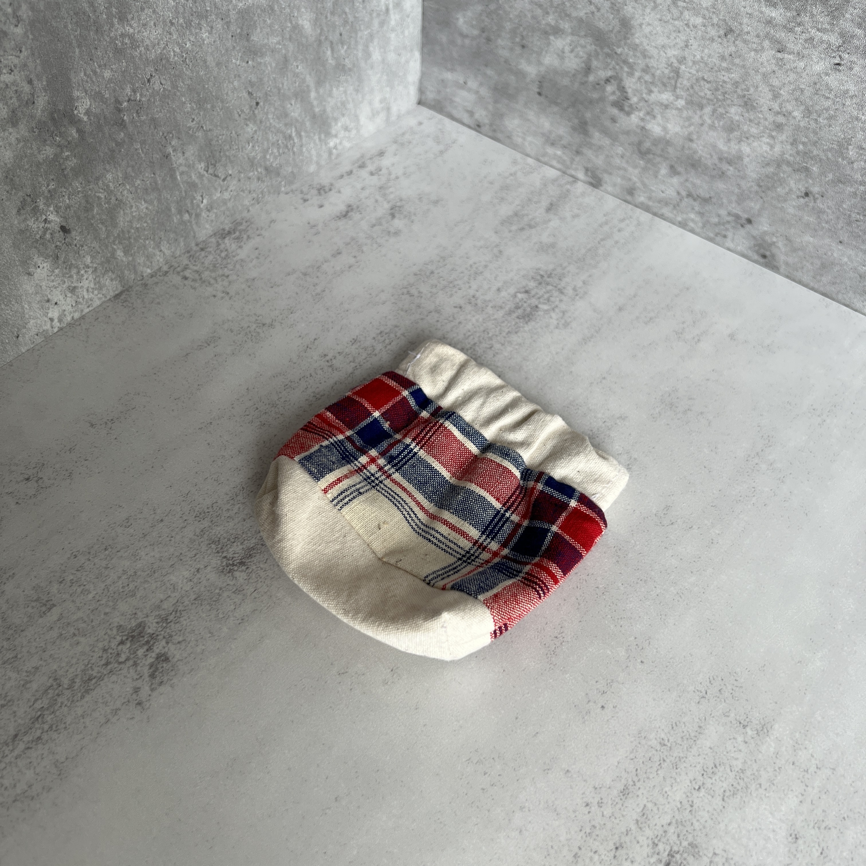 彈口快取小錢包（深紅格仔圖案）