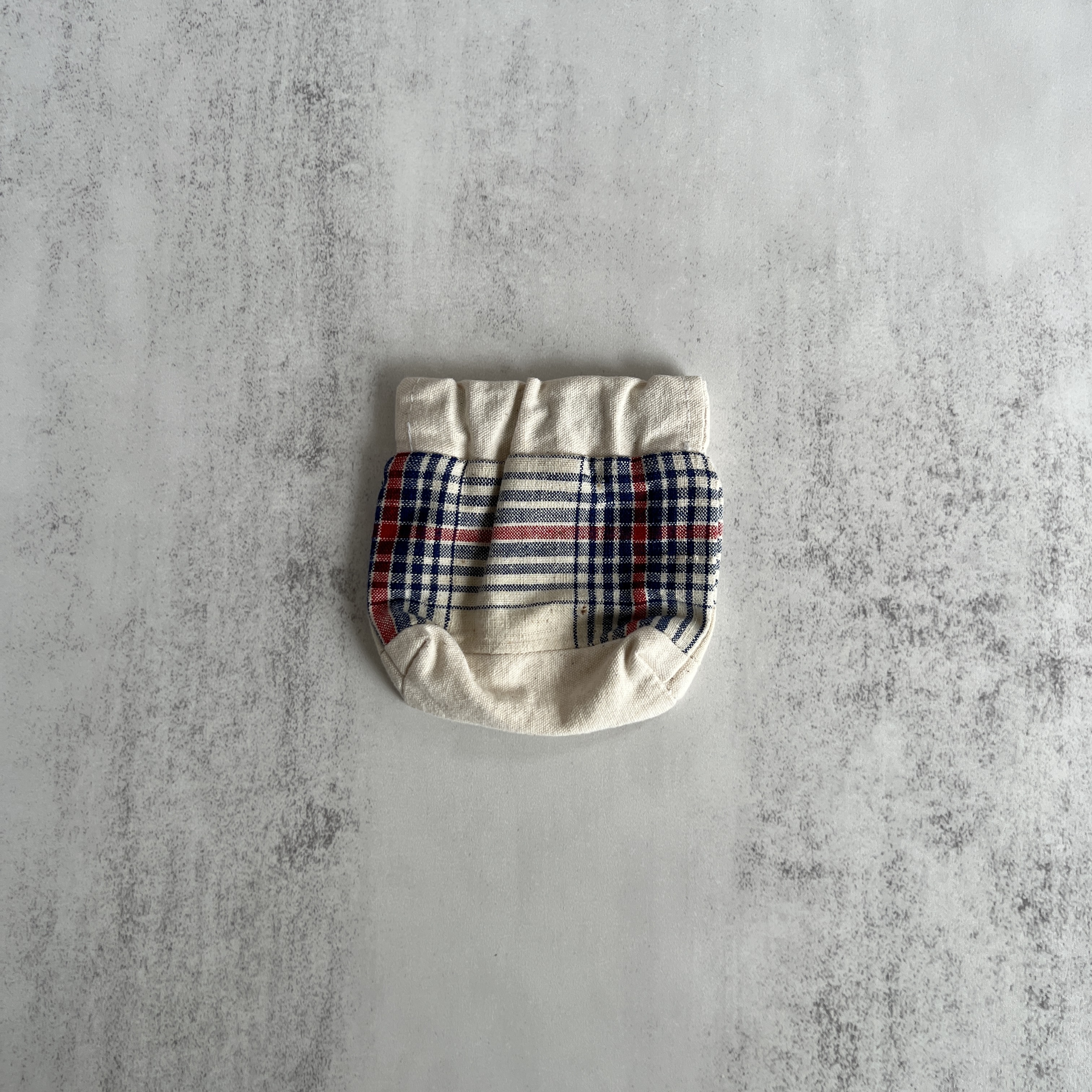 彈口快取小錢包（淺藍色格仔圖案）