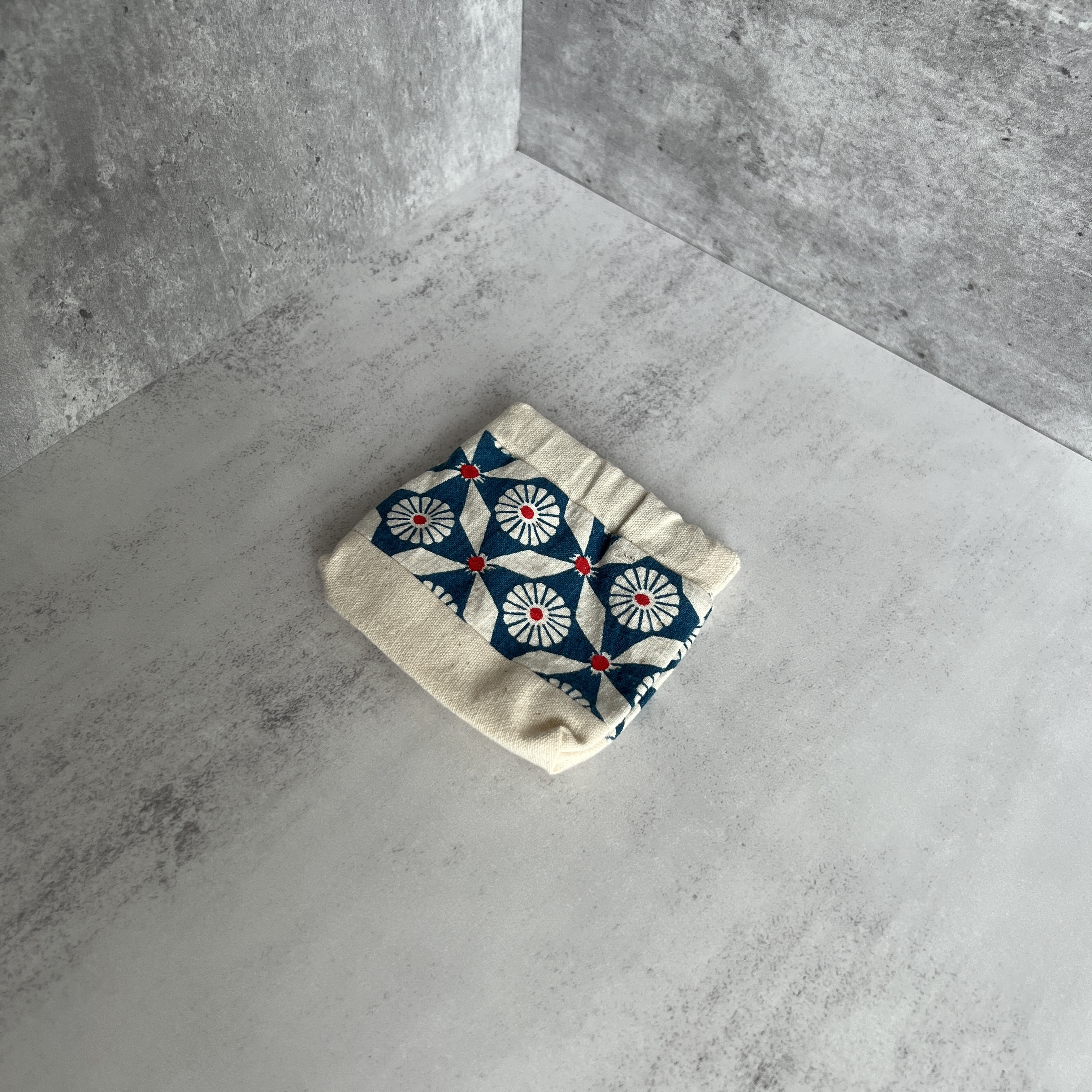 彈口快取小錢包（藍色圖案）