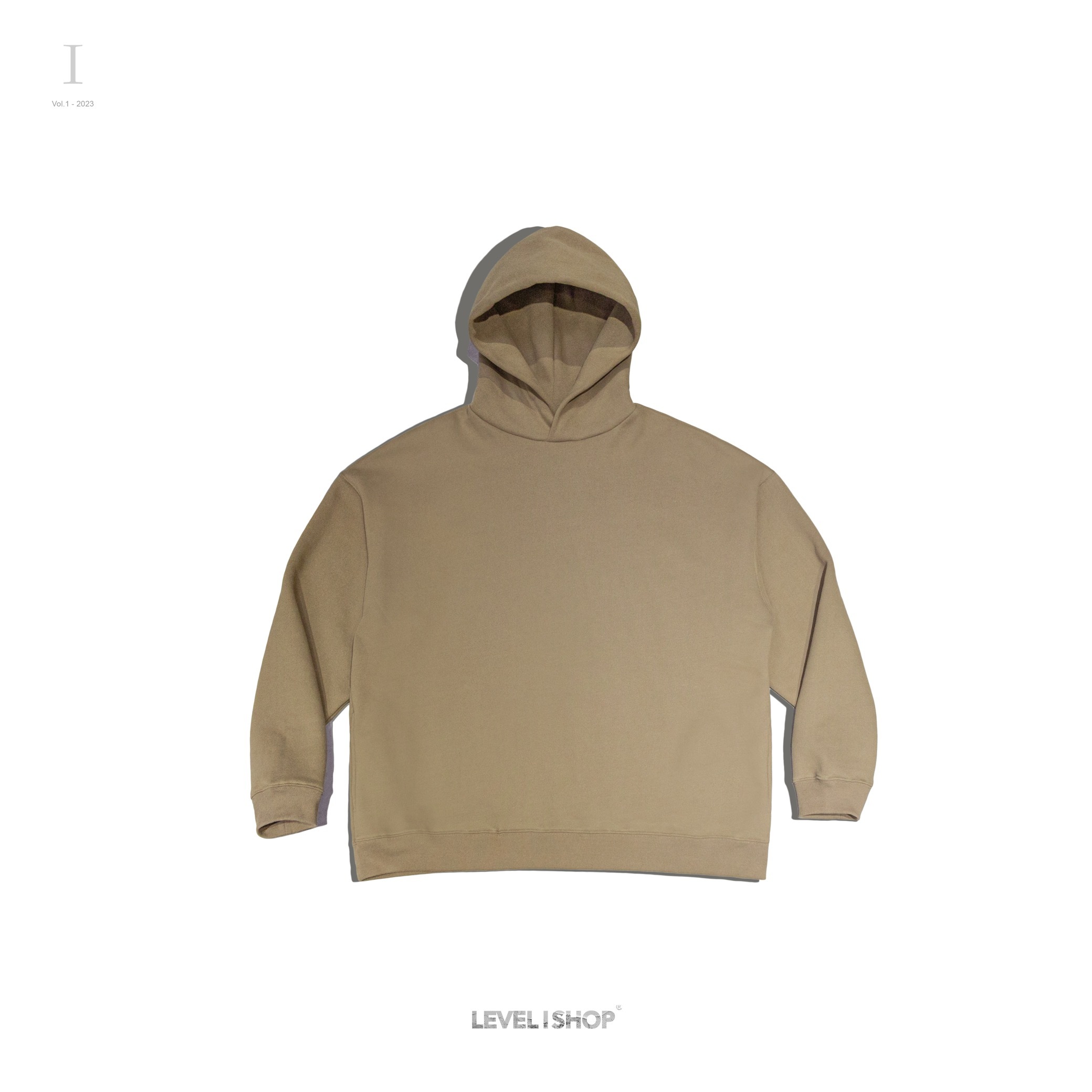 LEVEL1 LAB - 350G 32S Cotton Heavyweight Loose Hoodie / 1,000G - Bear brown