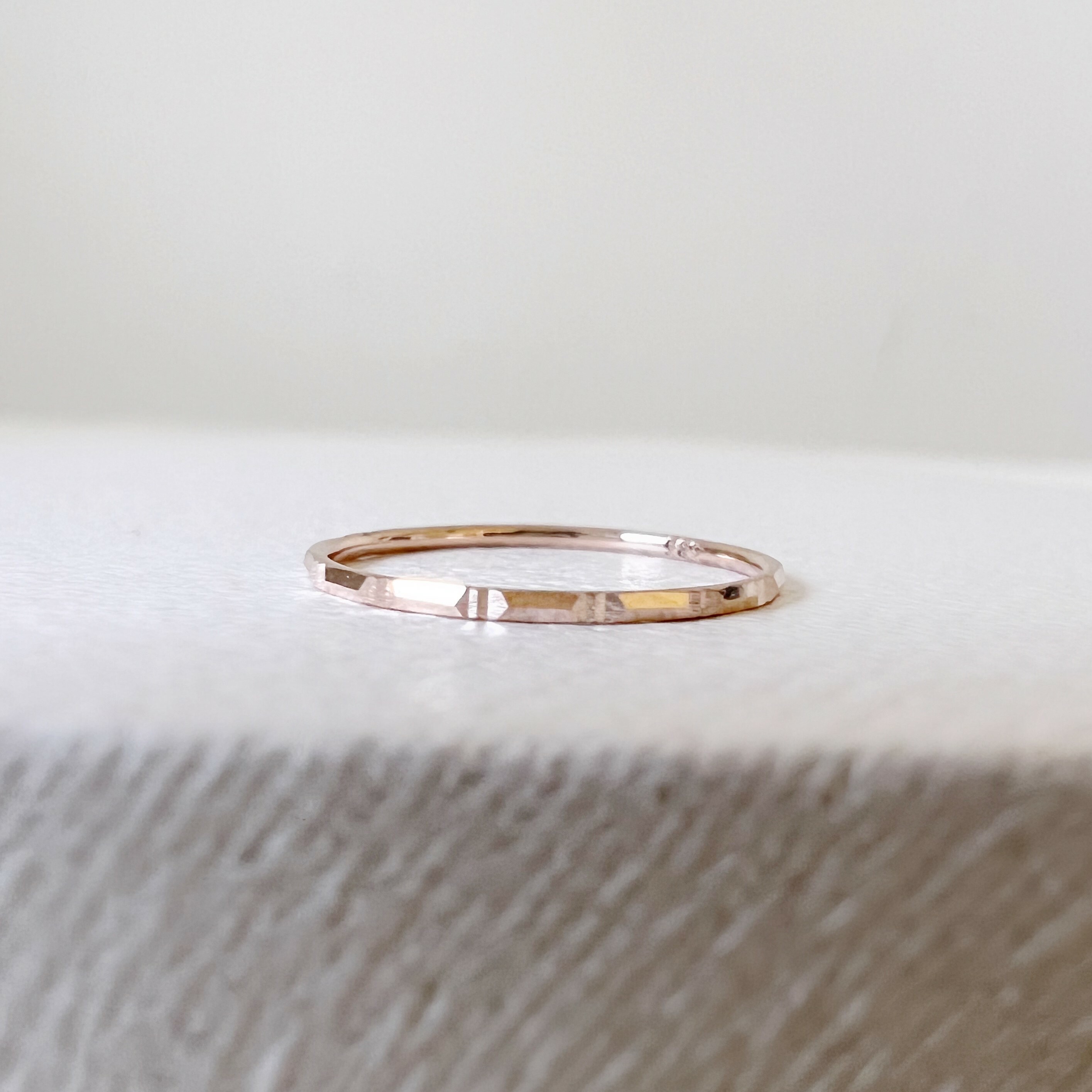 14K厚版竹節切割線戒