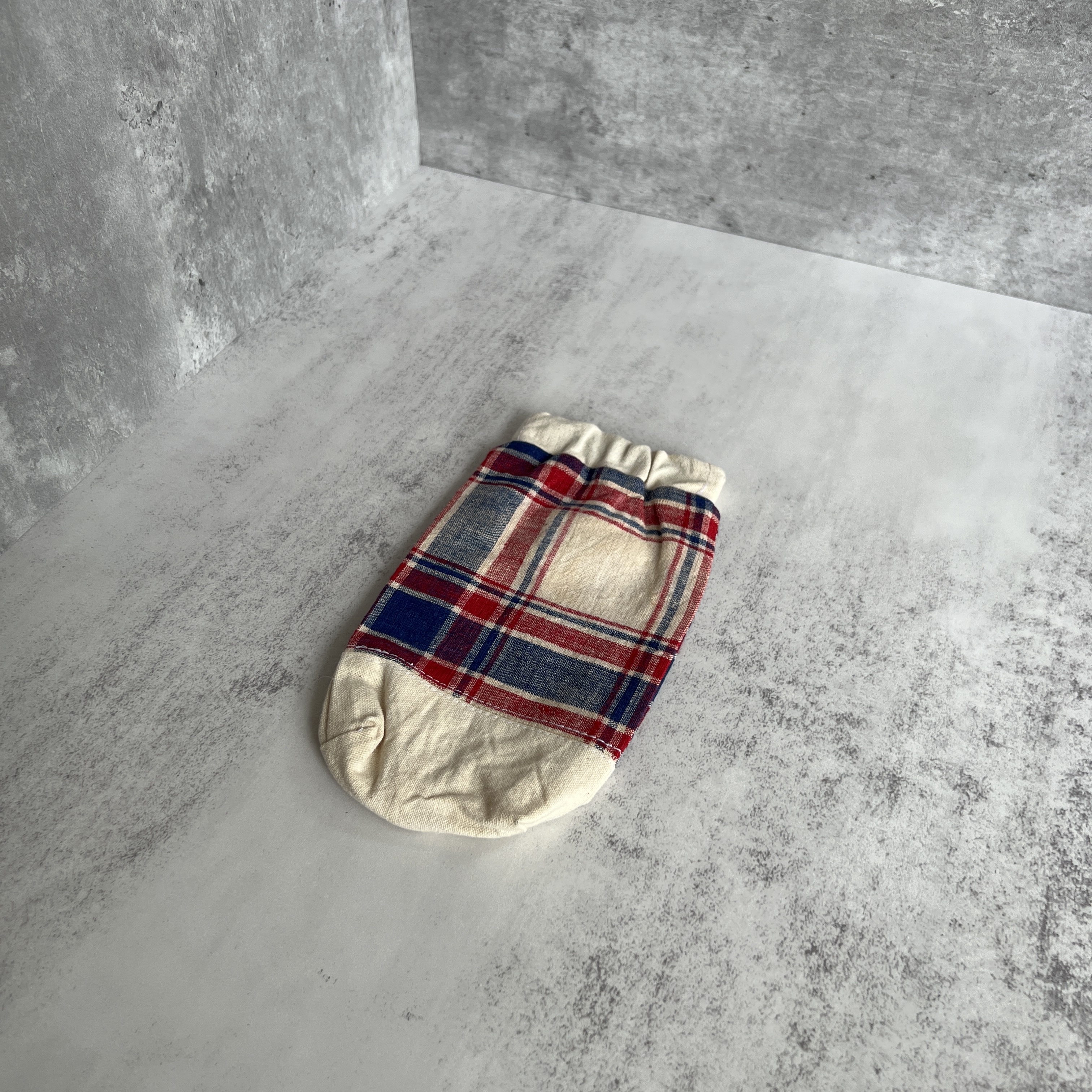 彈口快取筆袋（深紅深藍格仔）