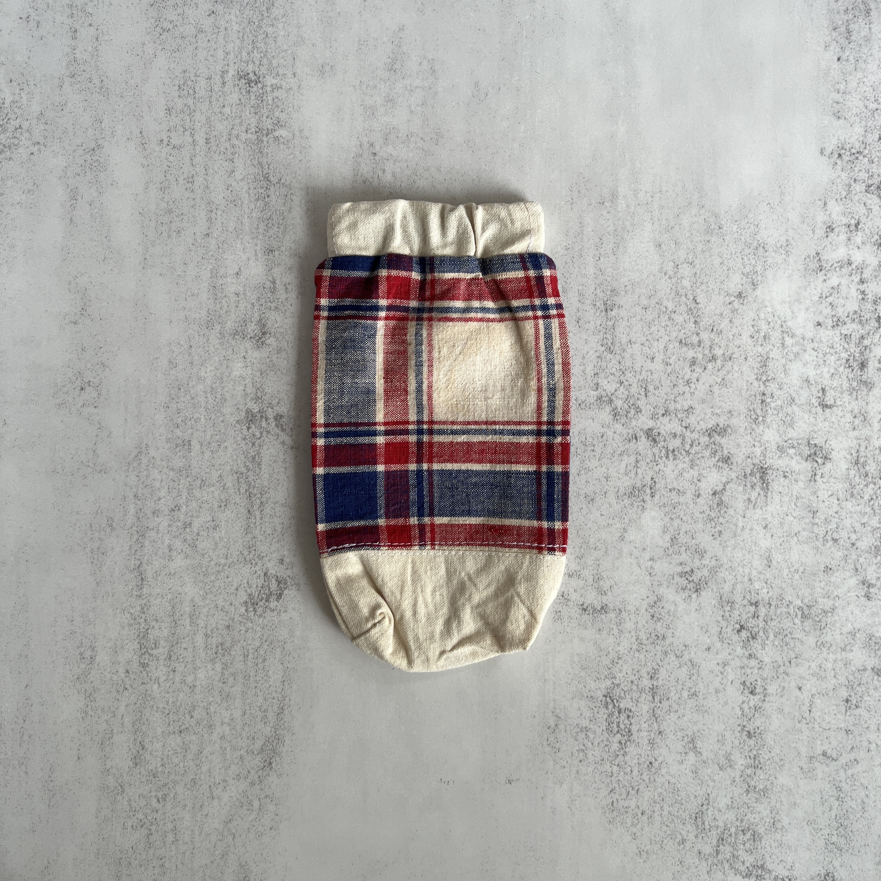 彈口快取筆袋（深紅深藍格仔）