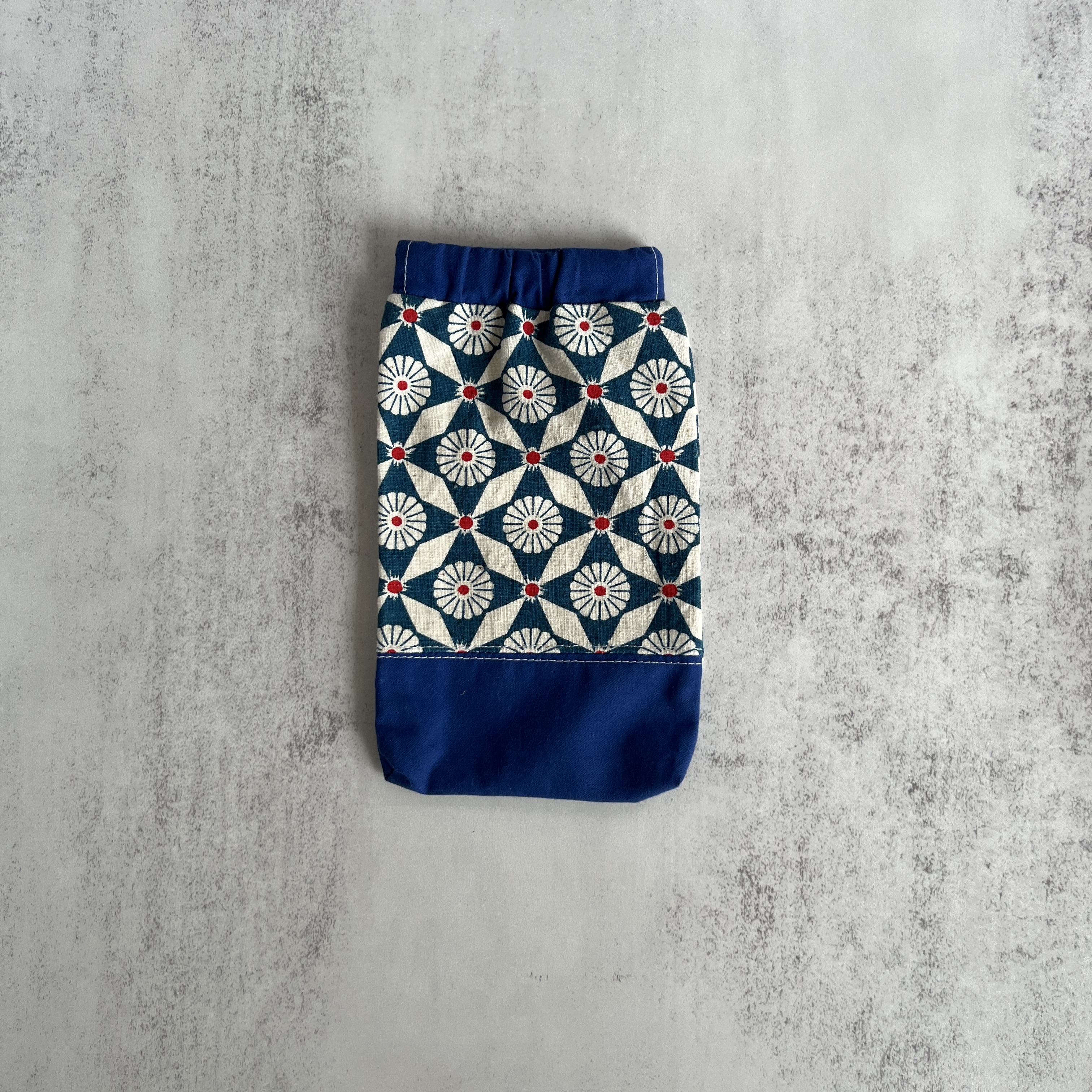 彈口快取筆袋（藍花藍）